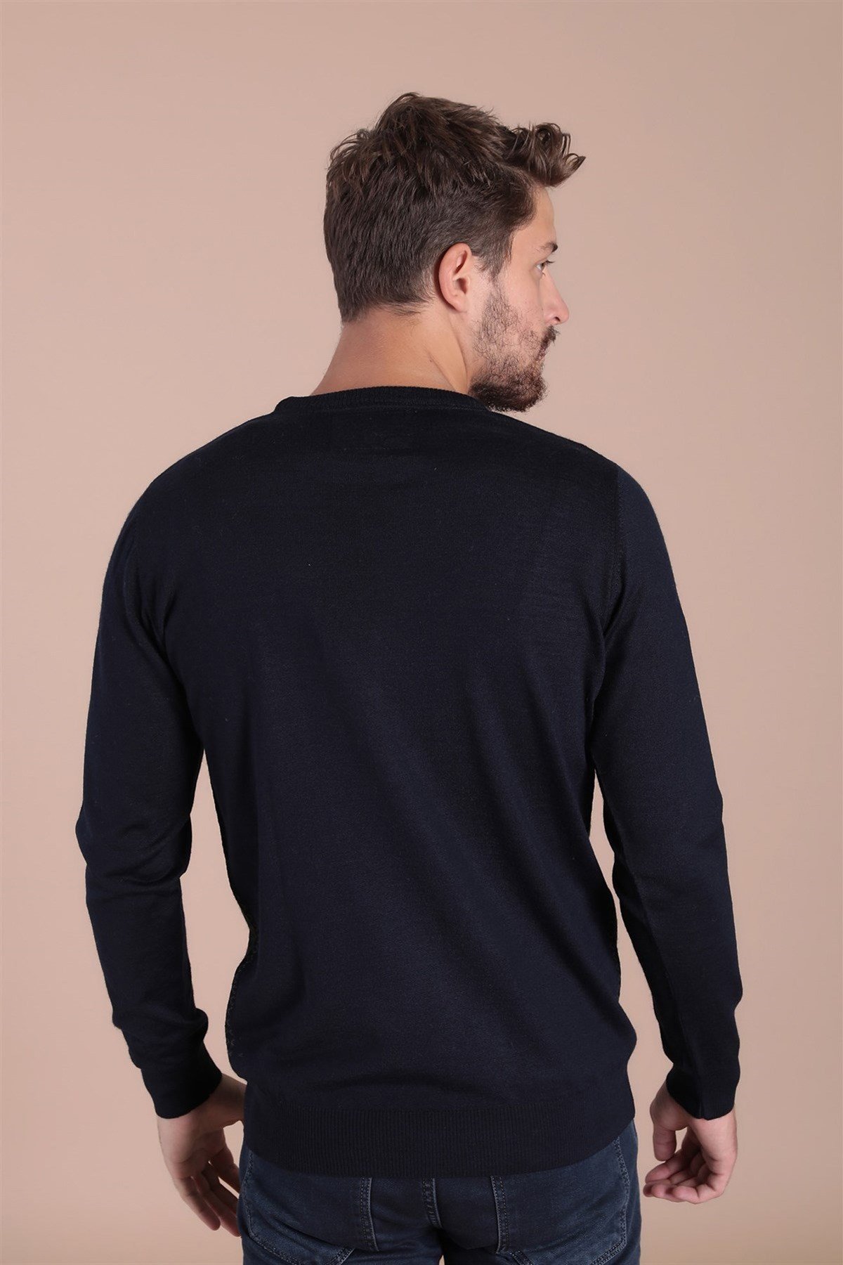 Ferraro Bisiklet Yaka Superfine Yün Kazak - Lacivert