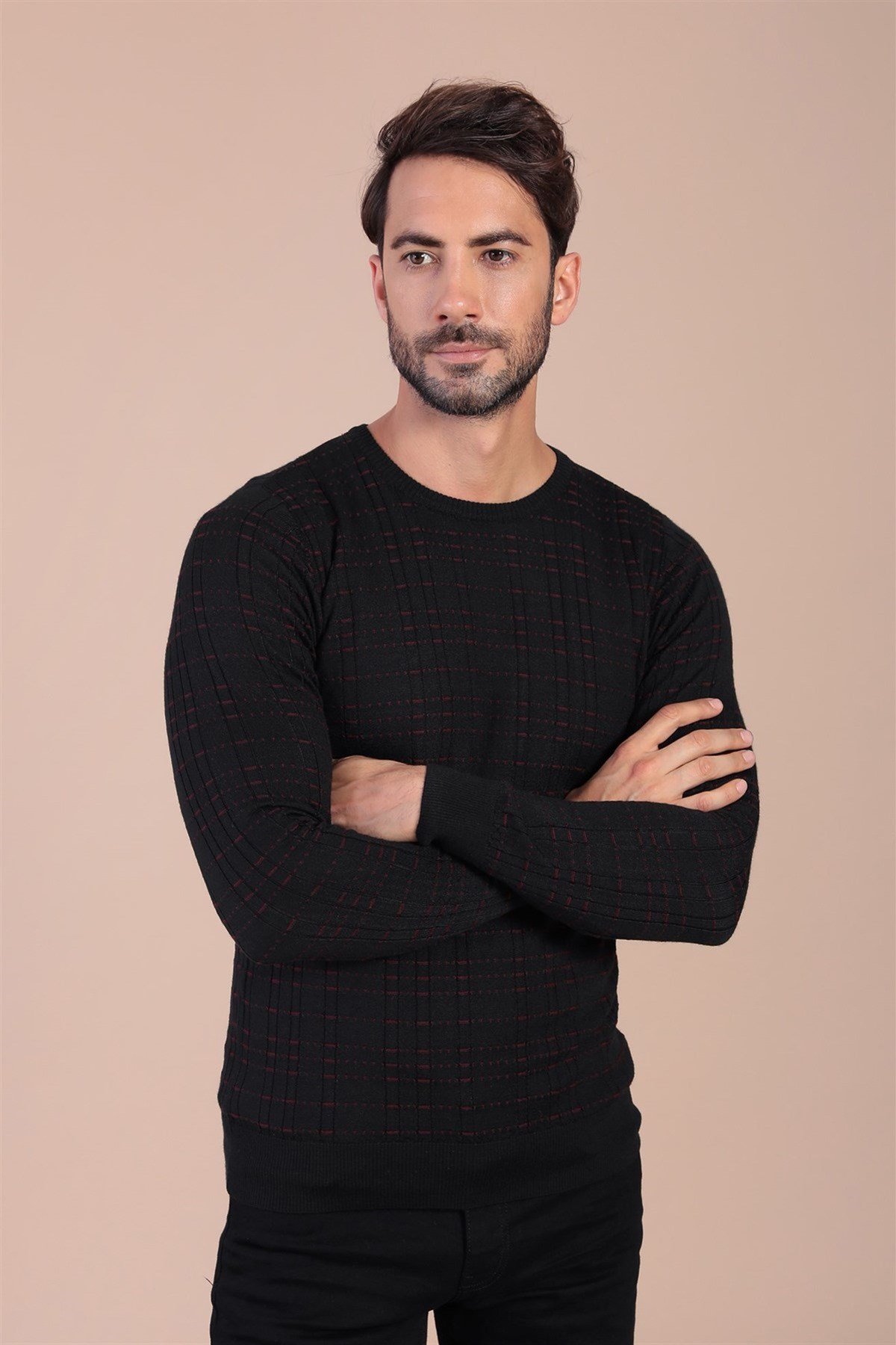 Ferraro Bisiklet Yaka Superfine Yün Kazak - Siyah