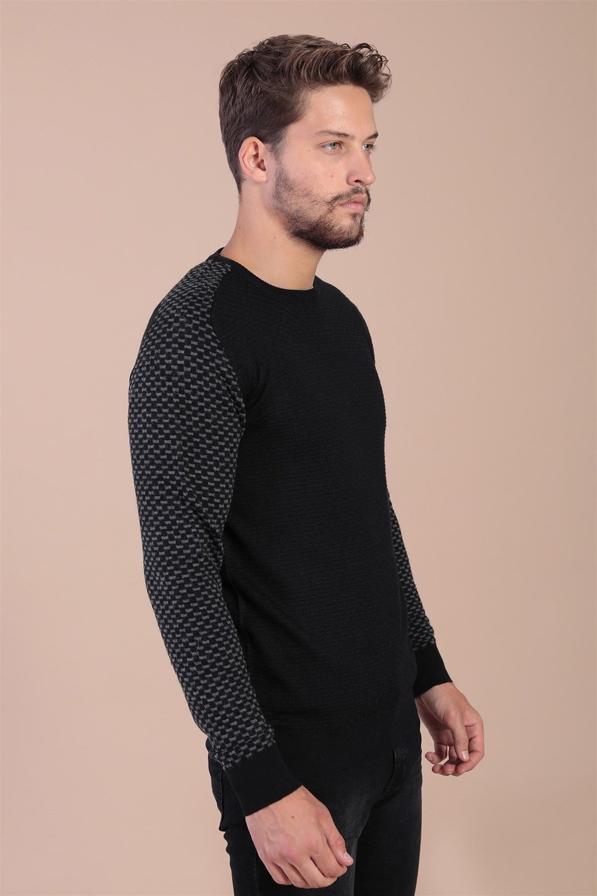 Ferraro Bisiklet Yaka Superfine Yün Kazak - Siyah