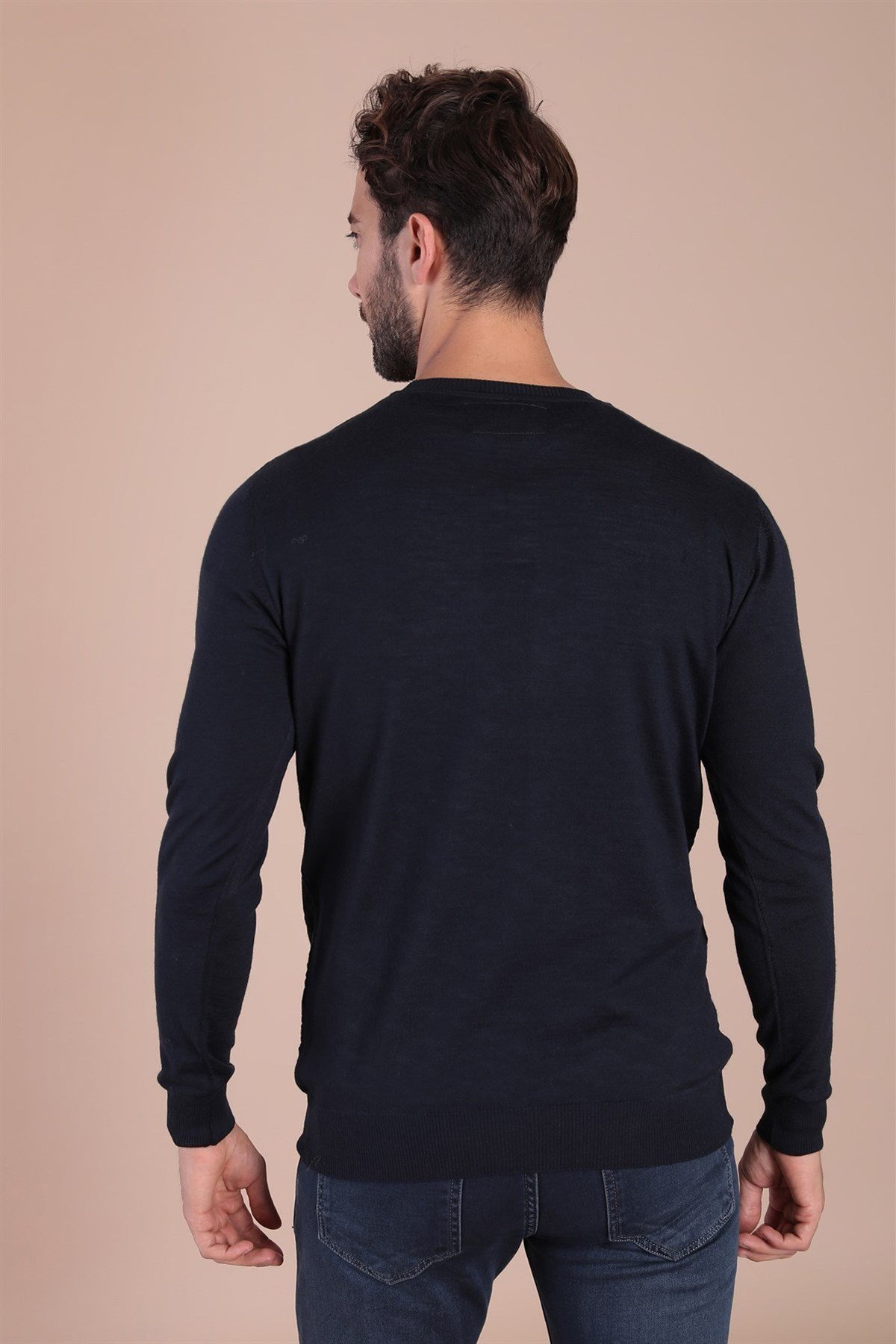 Ferraro Bisiklet Yaka Superfine Yün Kazak - Lacivert