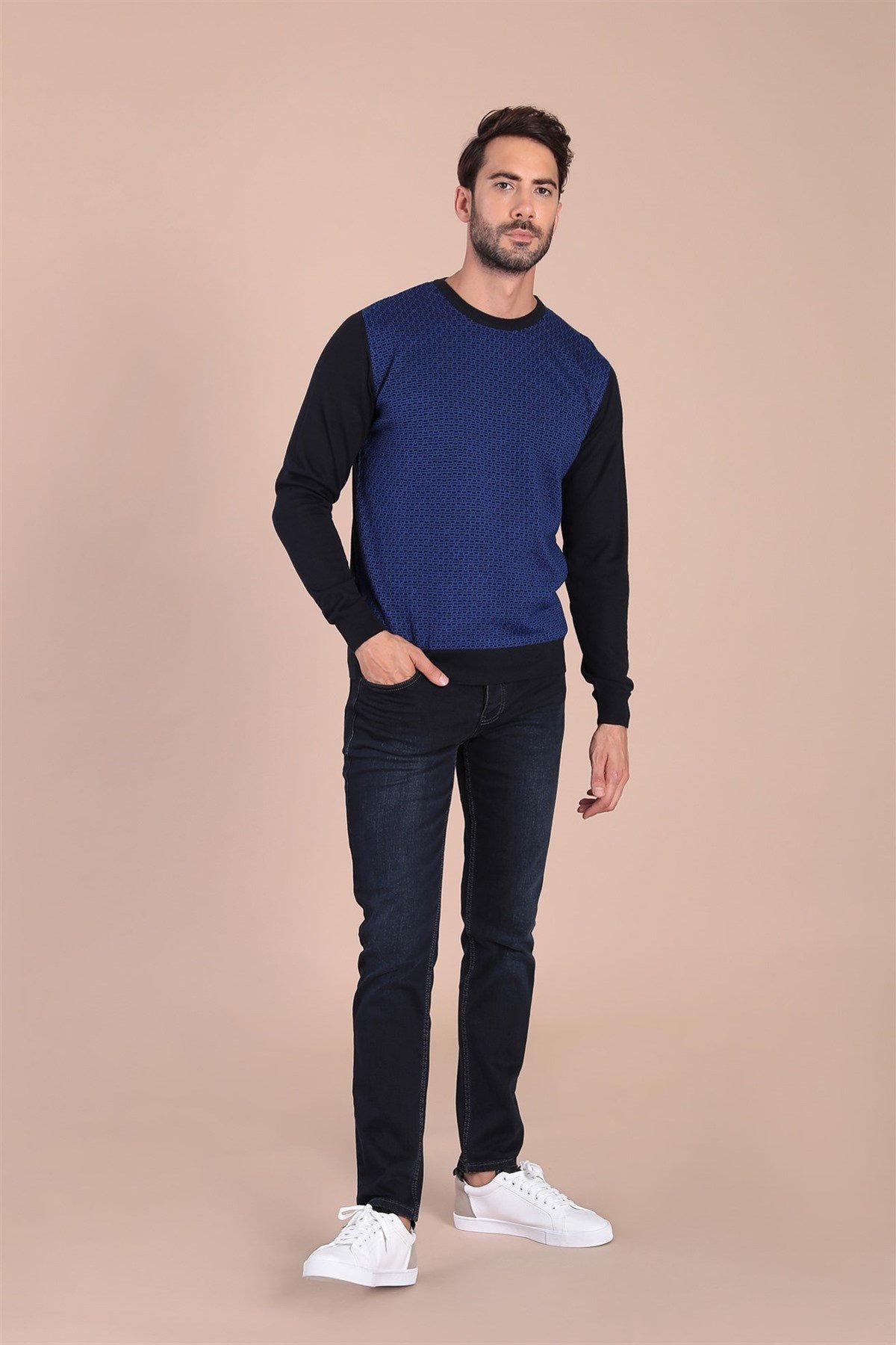 Ferraro Bisiklet Yaka Superfine Yün Kazak - Lacivert