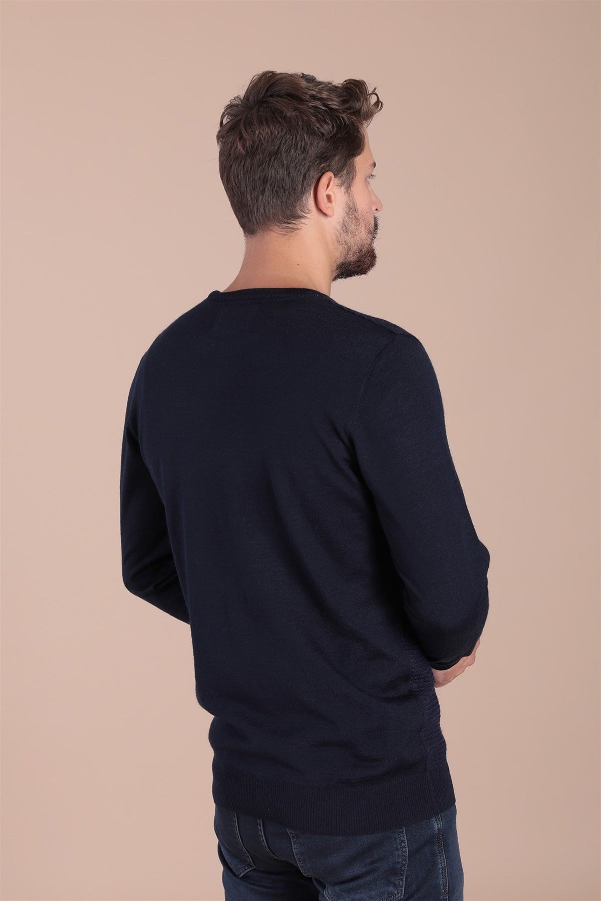 Ferraro Bisiklet Yaka Superfine Yün Kazak - Lacivert