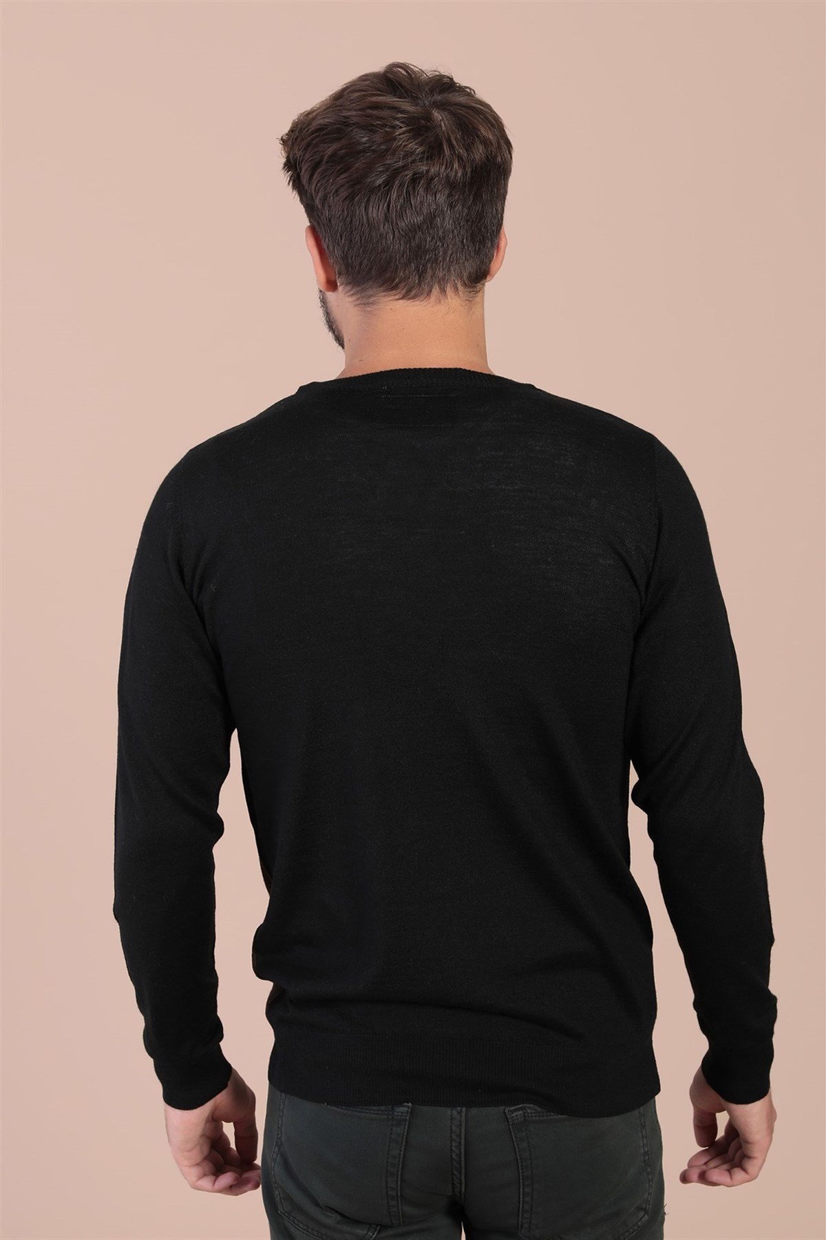 Ferraro Bisiklet Yaka Superfine Yün Kazak - Siyah