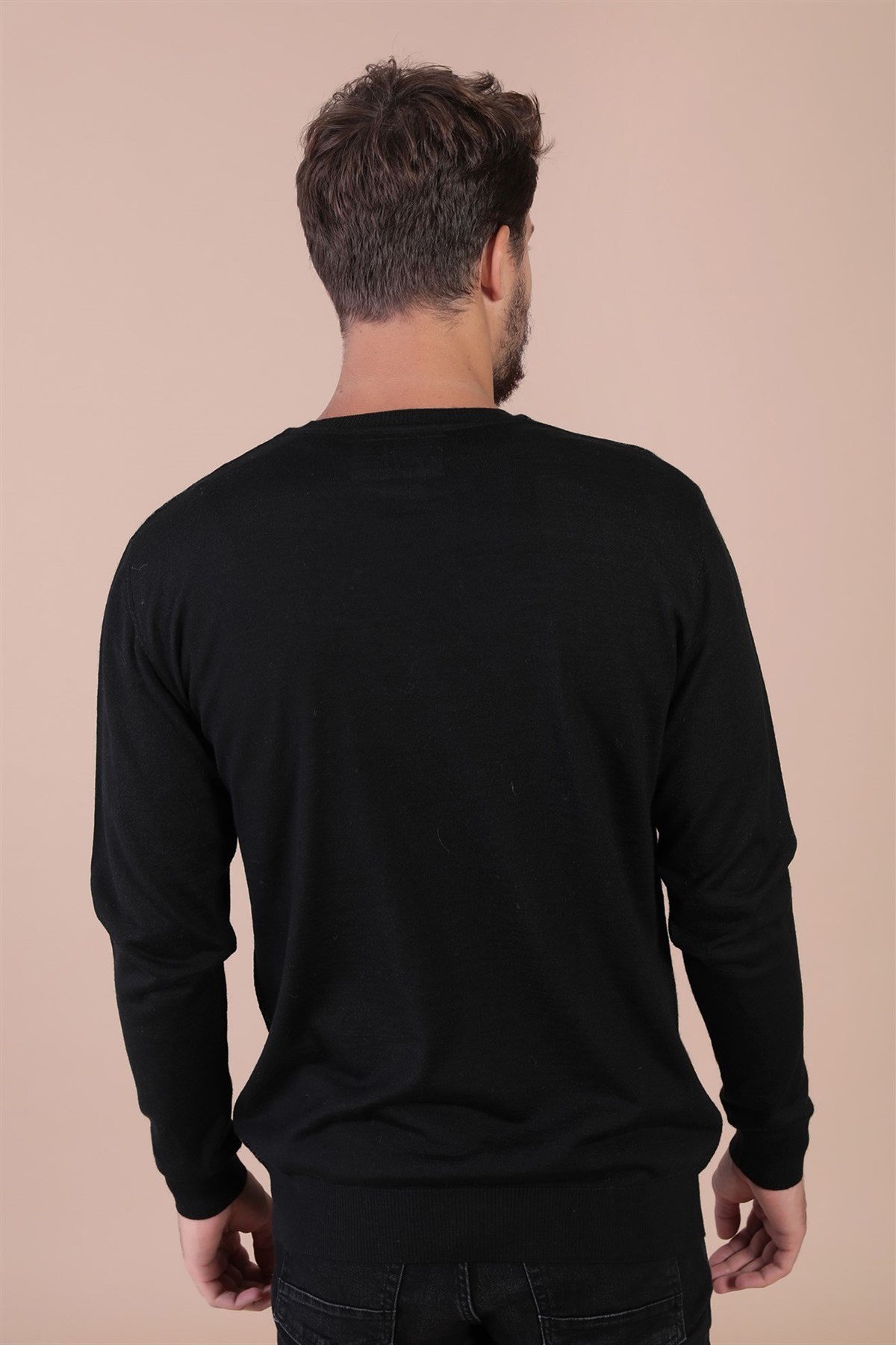 Ferraro Bisiklet Yaka Superfine Yün Kazak - Siyah