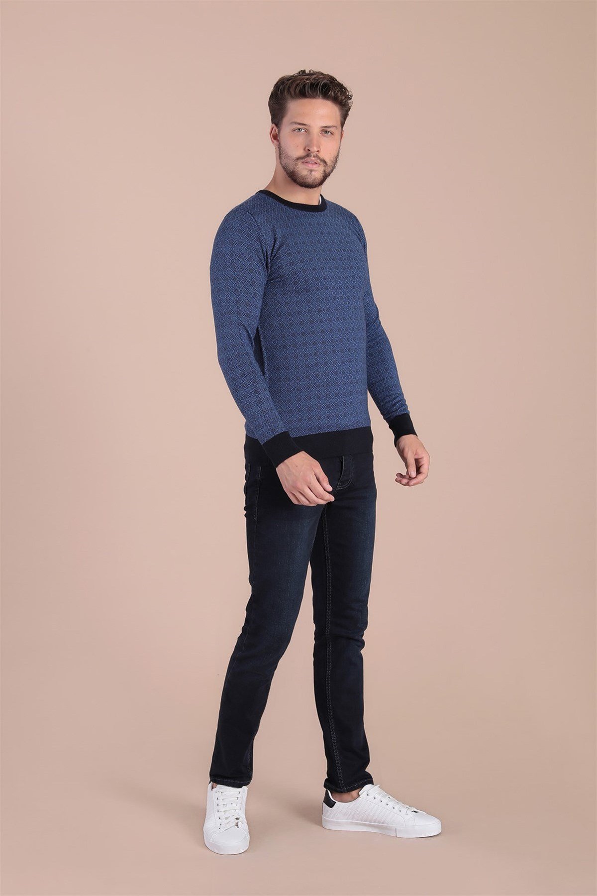 Ferraro Bisiklet Yaka Superfine Yün Kazak - Lacivert