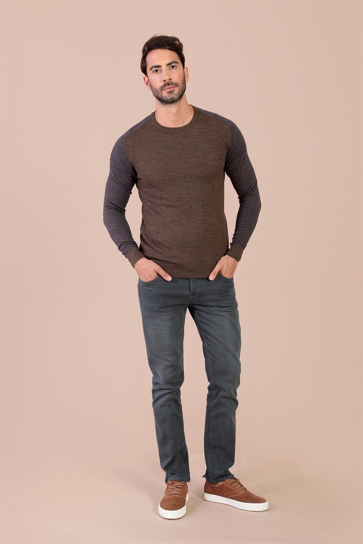 Ferraro Bisiklet Yaka Superfine Yün Kazak - Nescafe