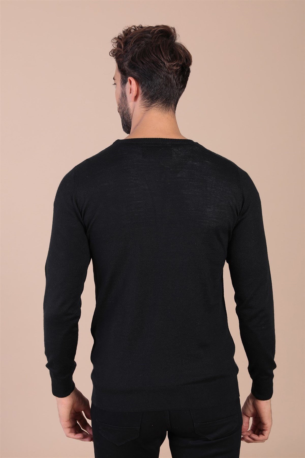 Ferraro Bisiklet Yaka Superfine Yün Kazak - Siyah