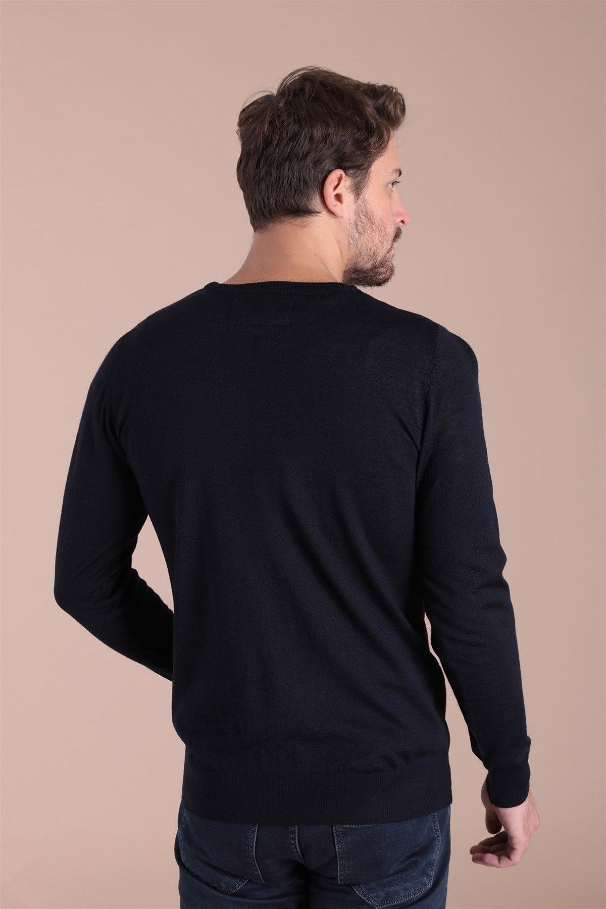 Ferraro Bisiklet Yaka Superfine Yün Kazak - Lacivert