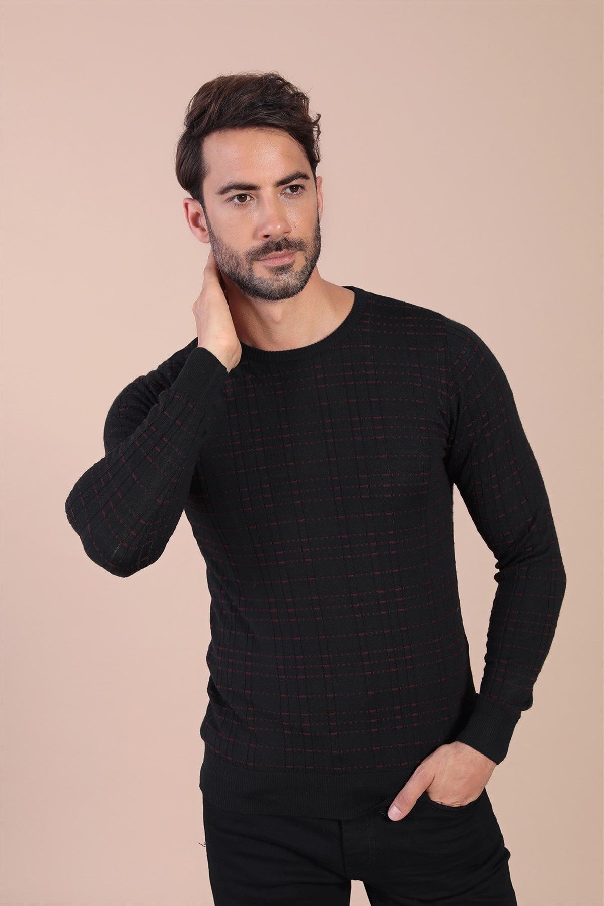 Ferraro Bisiklet Yaka Superfine Yün Kazak - Siyah