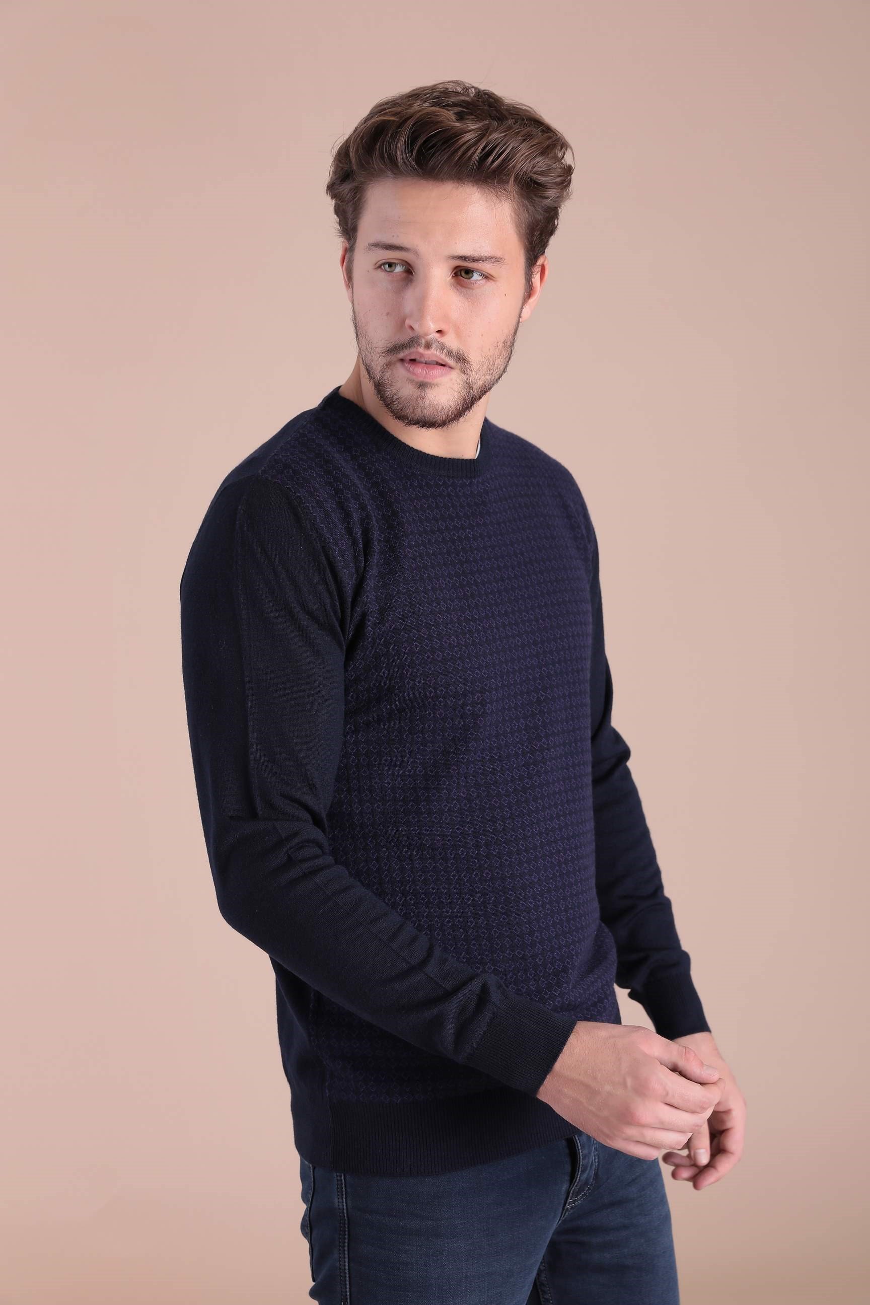 Ferraro Bisiklet Yaka Superfine Yün Kazak