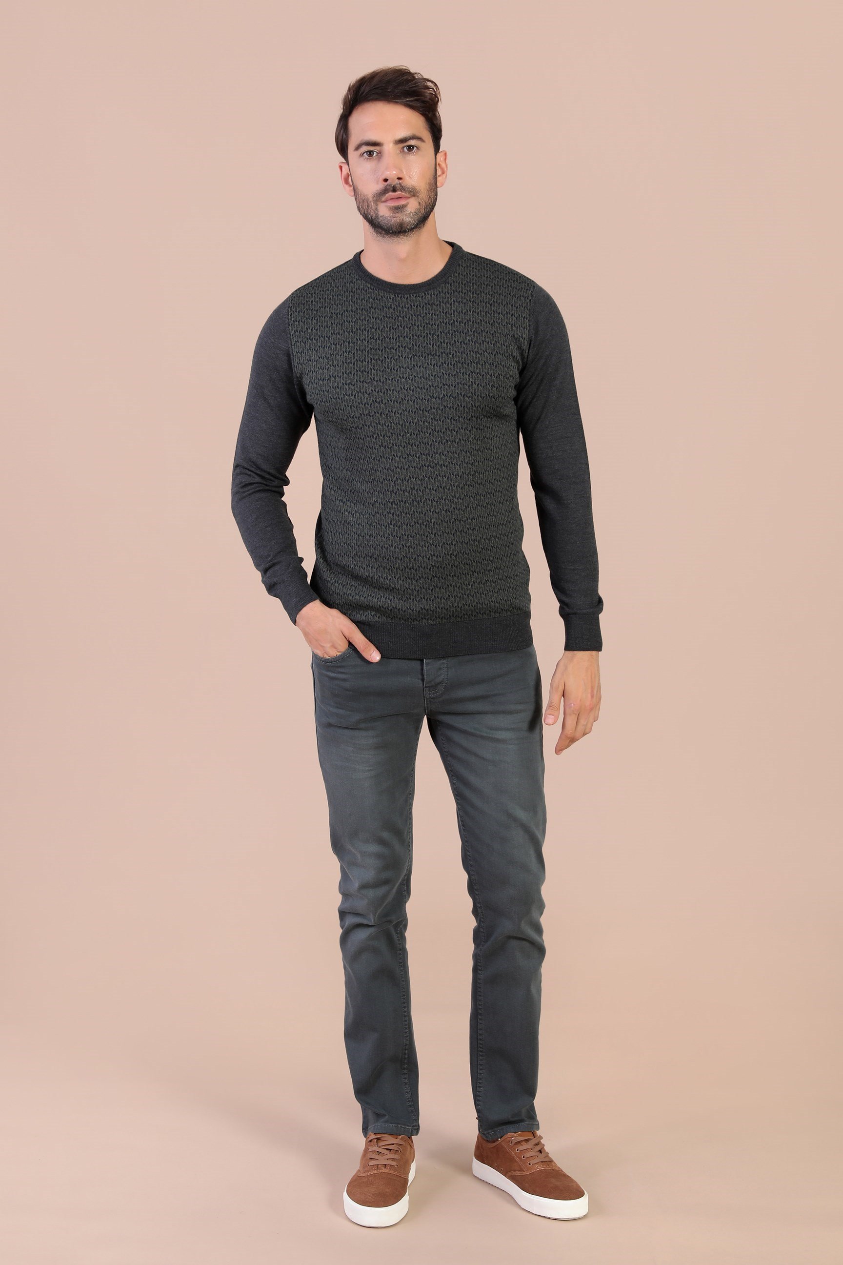 Ferraro Bisiklet Yaka Superfine Yün Kazak