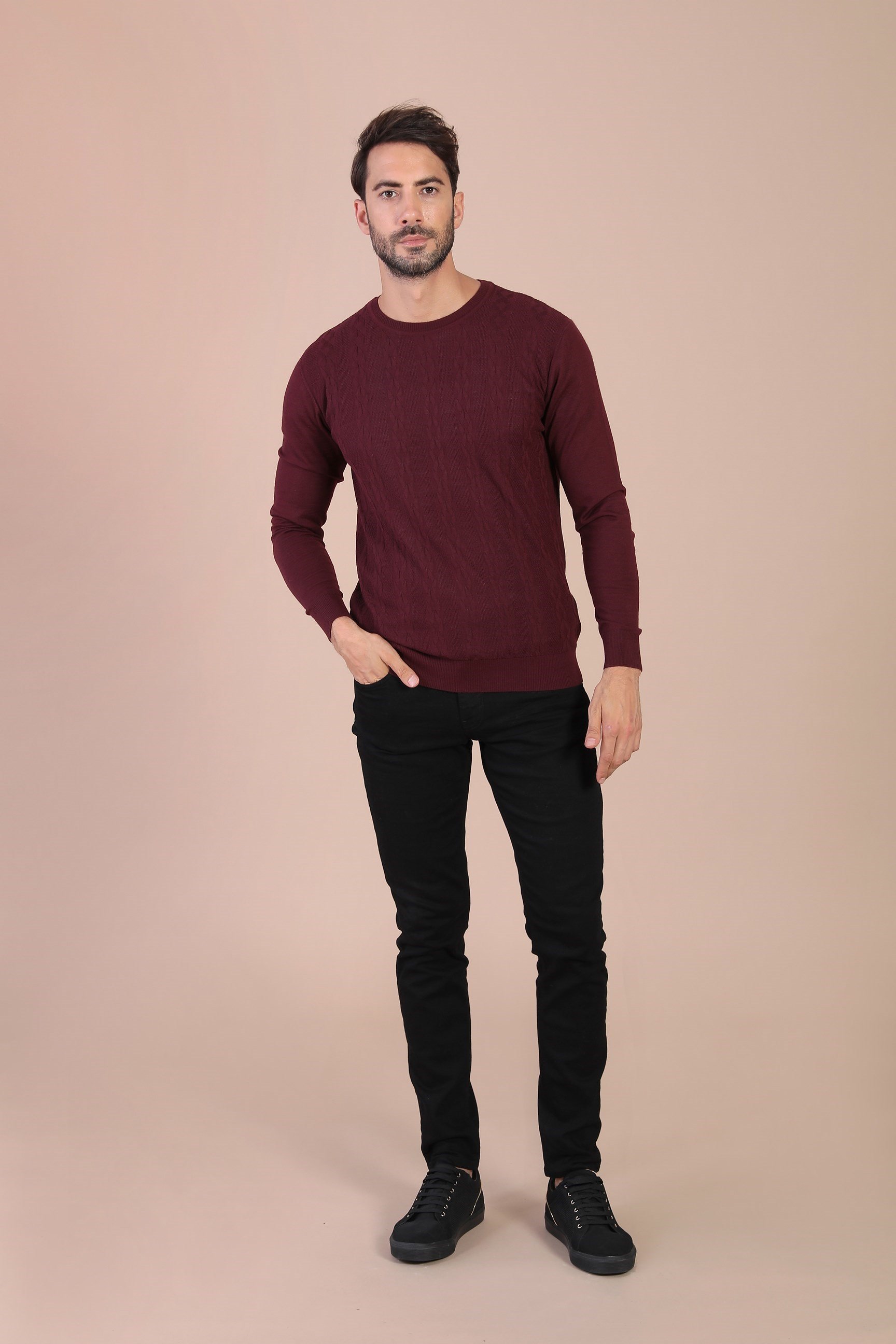 Ferraro Bisiklet Yaka Superfine Yün Kazak