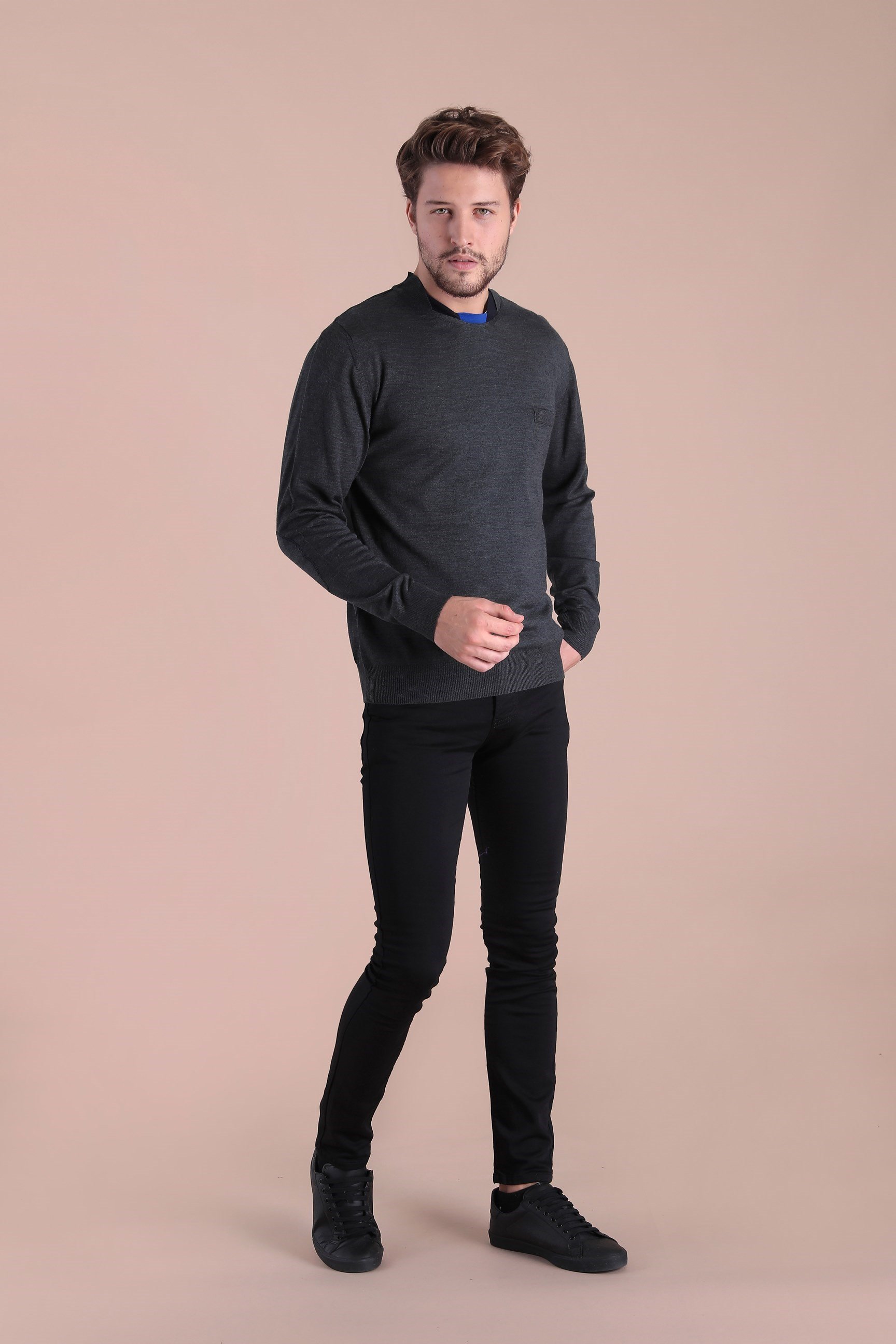 Ferraro Bisiklet Yaka Superfine Yün Kazak