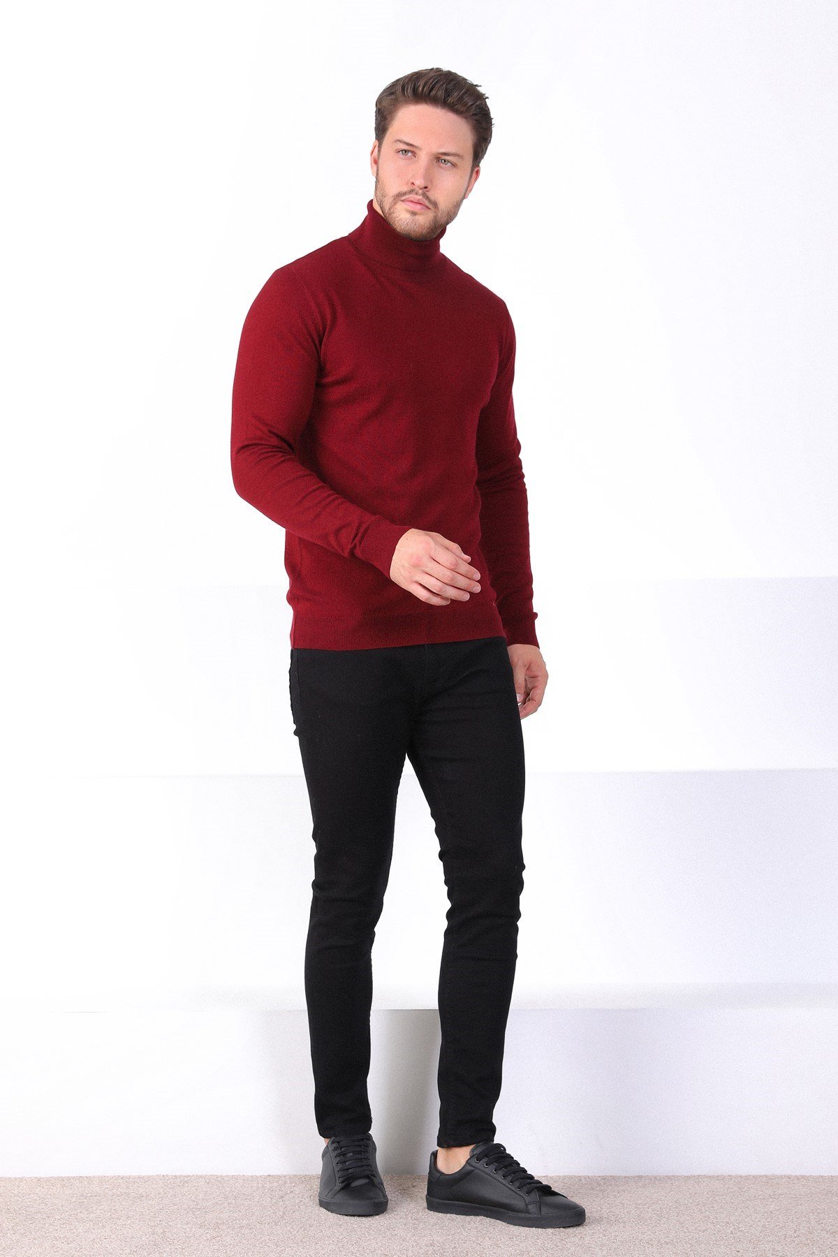 Ferraro Bordo Balıkçı Yaka Pamuk Kazak