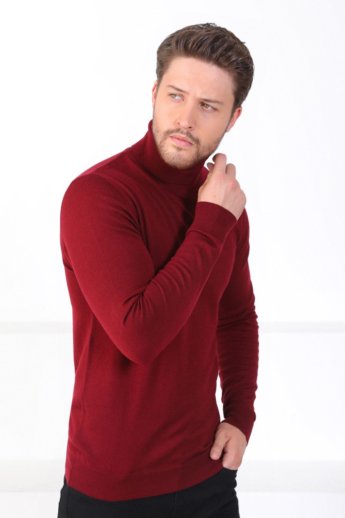 Ferraro Bordo Balıkçı Yaka Pamuk Kazak