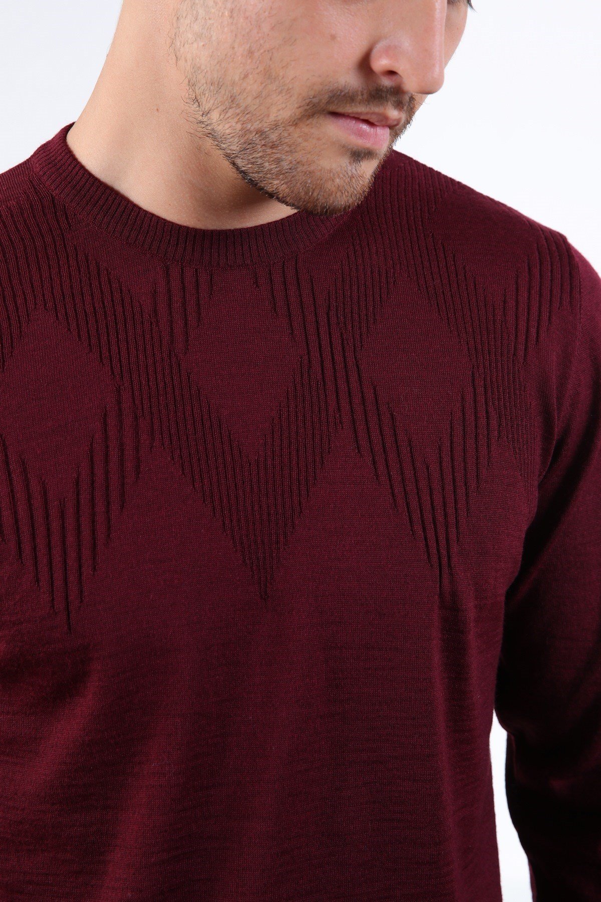 Ferraro Bordo Bisiklet Yaka Superfine Erkek Triko Kazak