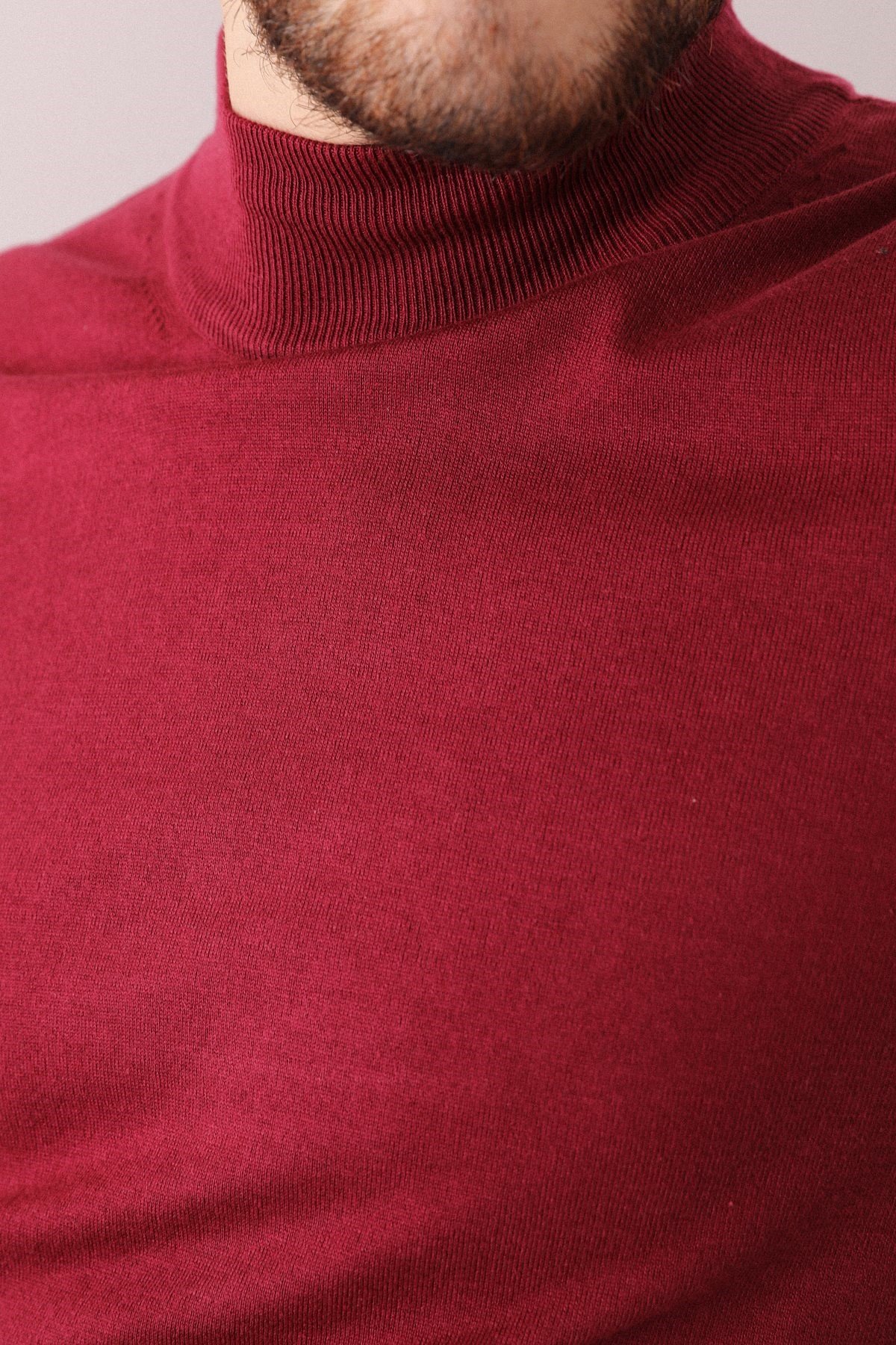 Ferraro Bordo Yarım Balıkçı Yaka Erkek Triko Kazak