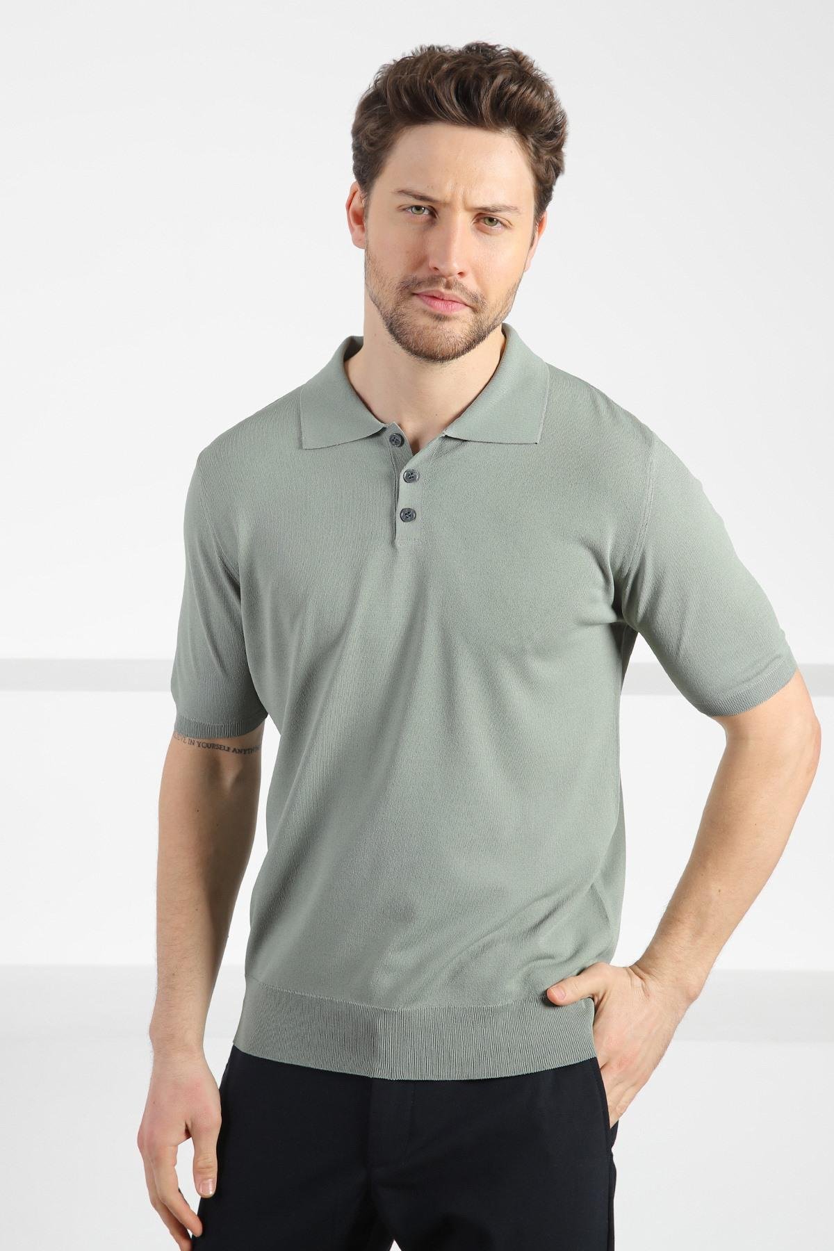 Ferraro Çağla Düğmeli Polo Yaka Erkek Rayon Triko T-Shirt