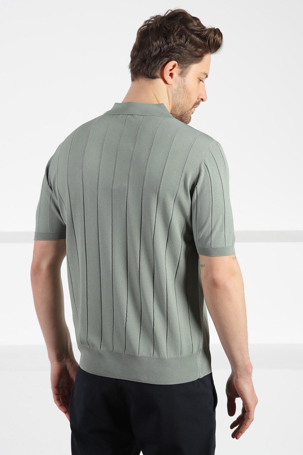 Ferraro Çağla Önü Düğmeli Polo Yaka Erkek Rayon Triko T-Shirt