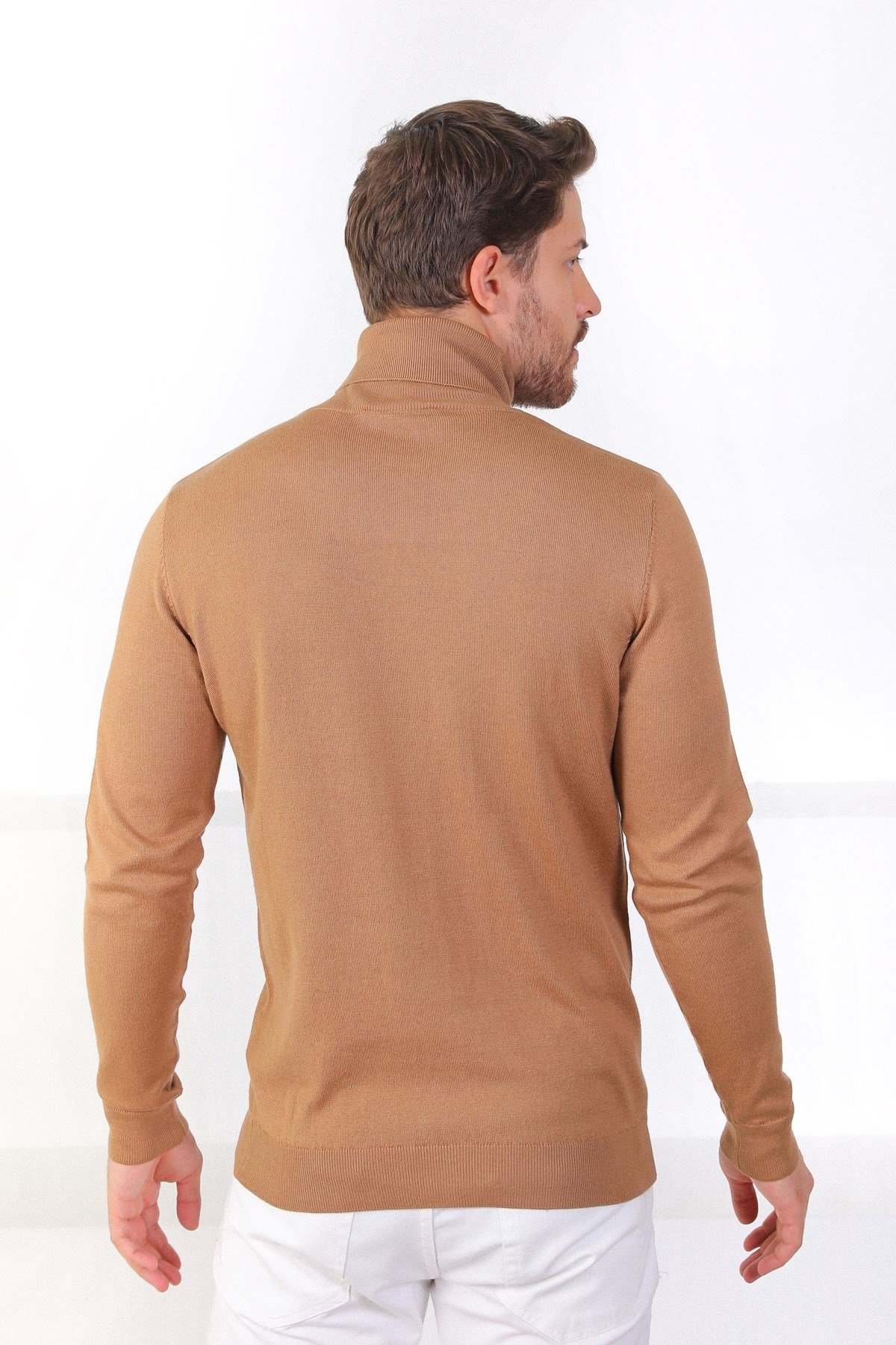 Ferraro Camel Balıkçı Yaka Pamuk Kazak