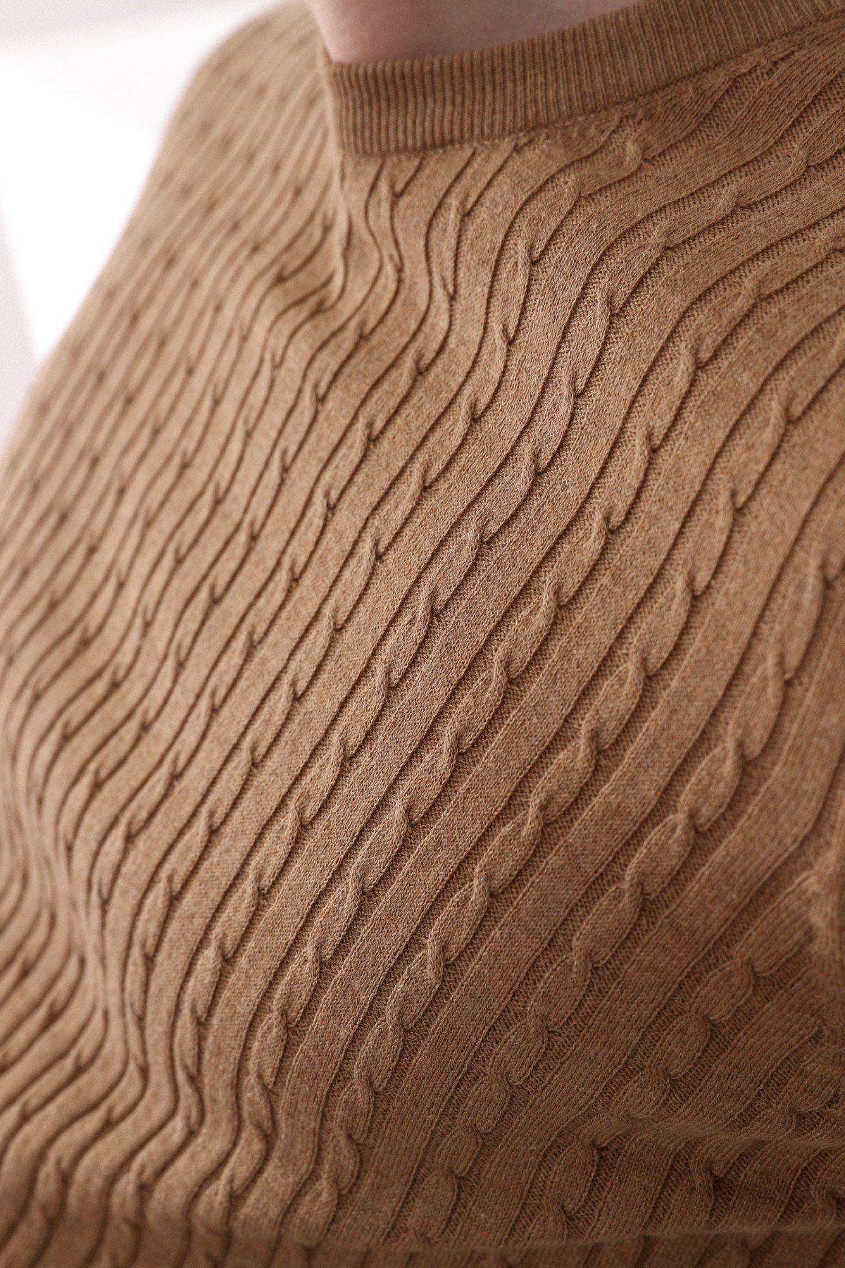 Ferraro Camel Bisiklet Yaka Erkek Pamuk Triko T-Shirt