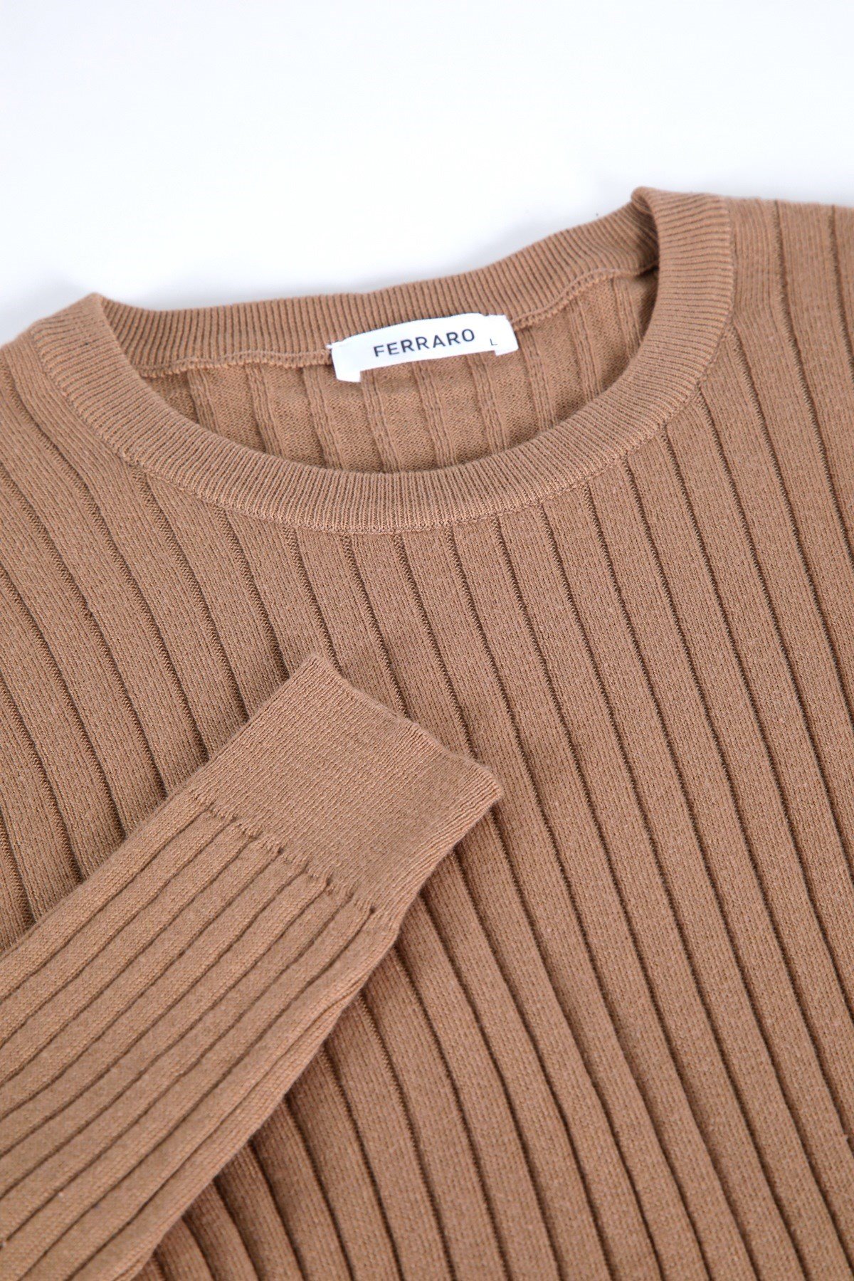 Ferraro Camel Bisiklet Yaka Fitilli Erkek Kazak