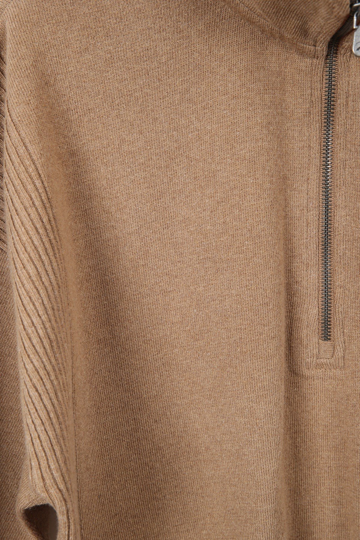 Ferraro Camel Fermuarlı Kaşmirli Kadın Triko Kazak