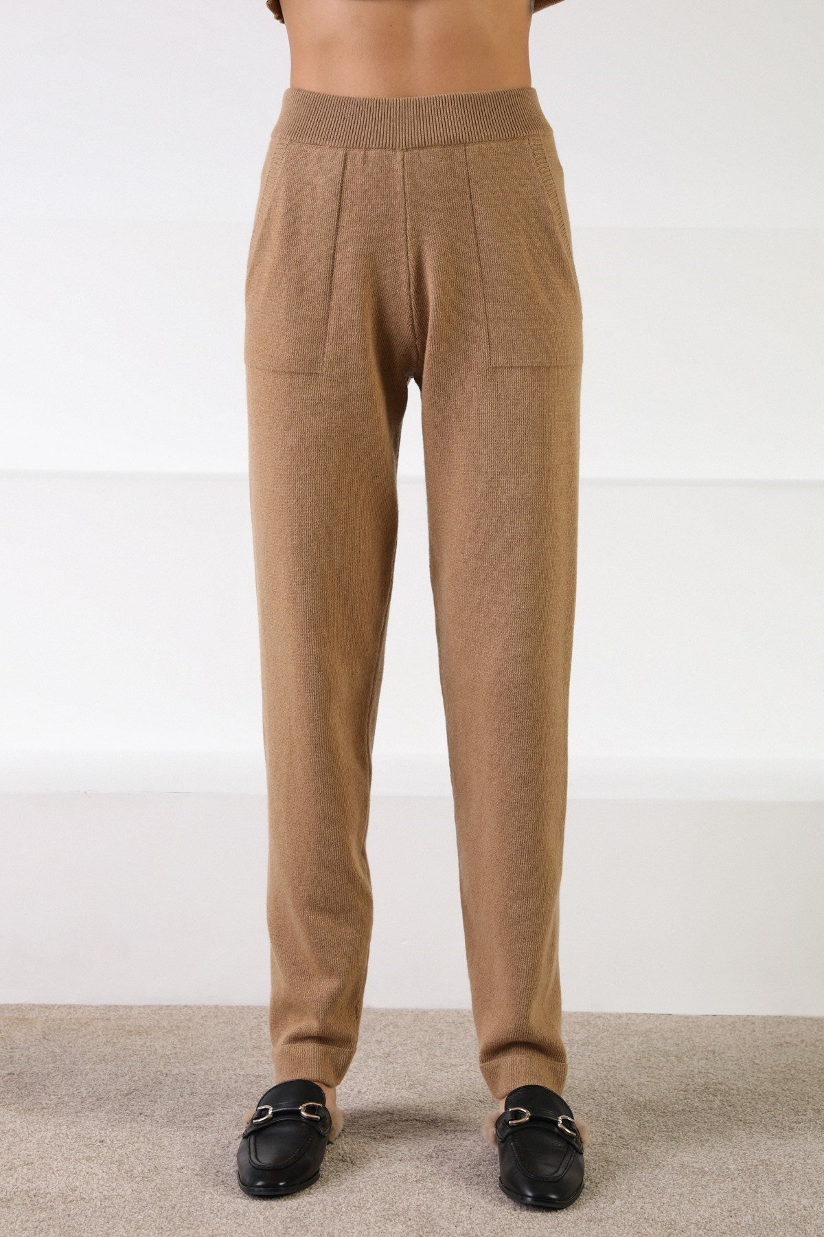 Ferraro Camel Kaşmirli Kadın Triko Pantolon