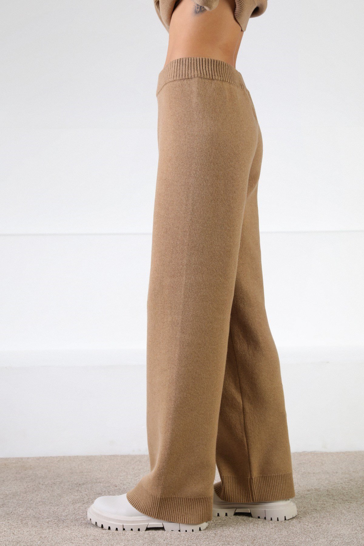 Ferraro Camel Kaşmirli Kadın Triko Pantolon