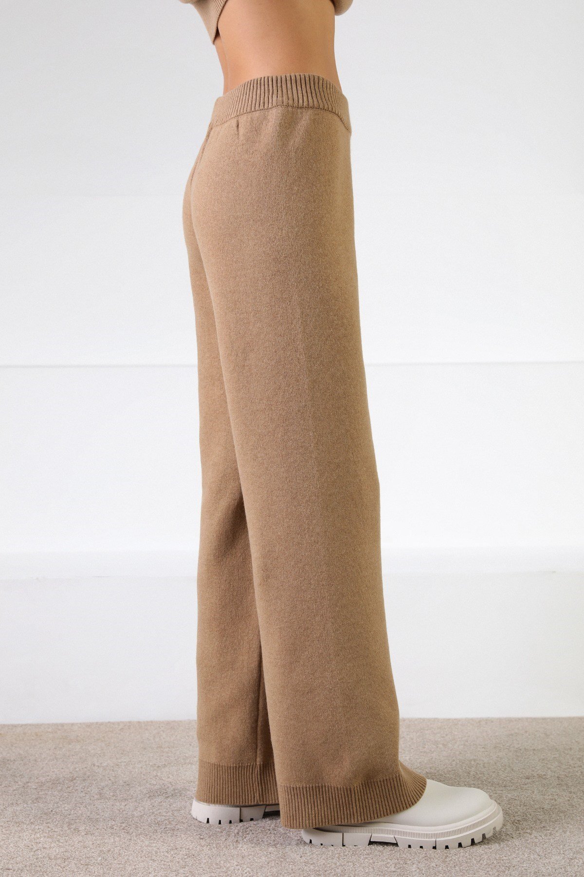 Ferraro Camel Kaşmirli Kadın Triko Pantolon