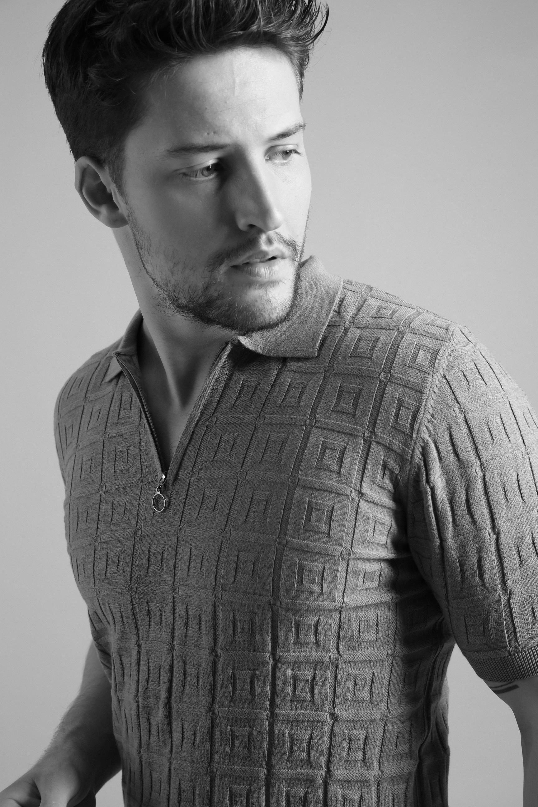 Ferraro Camel Polo Yaka Fermuarlı Erkek Pamuk Triko T-Shirt