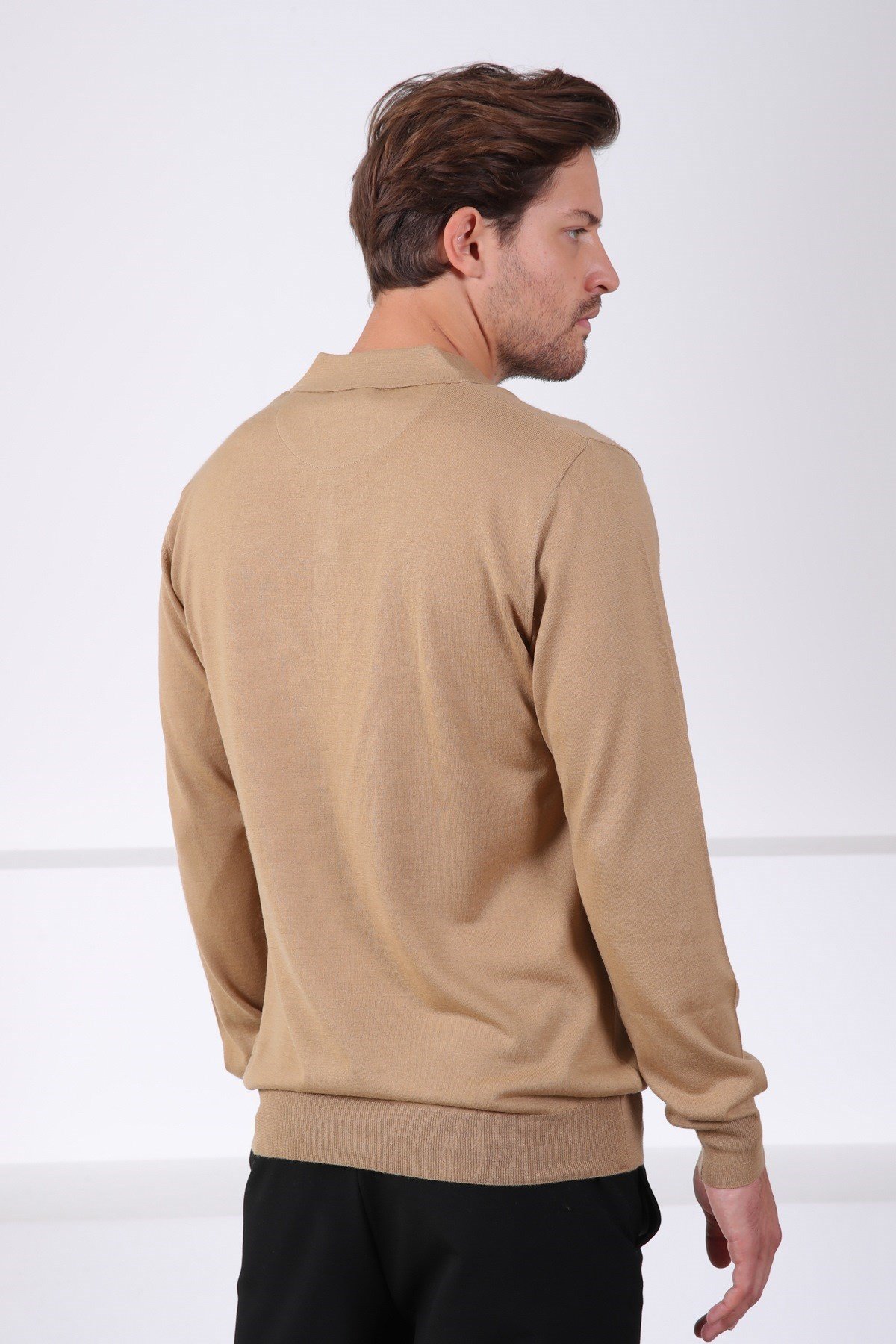 Ferraro Camel Polo Yaka Superfine Erkek Triko Kazak