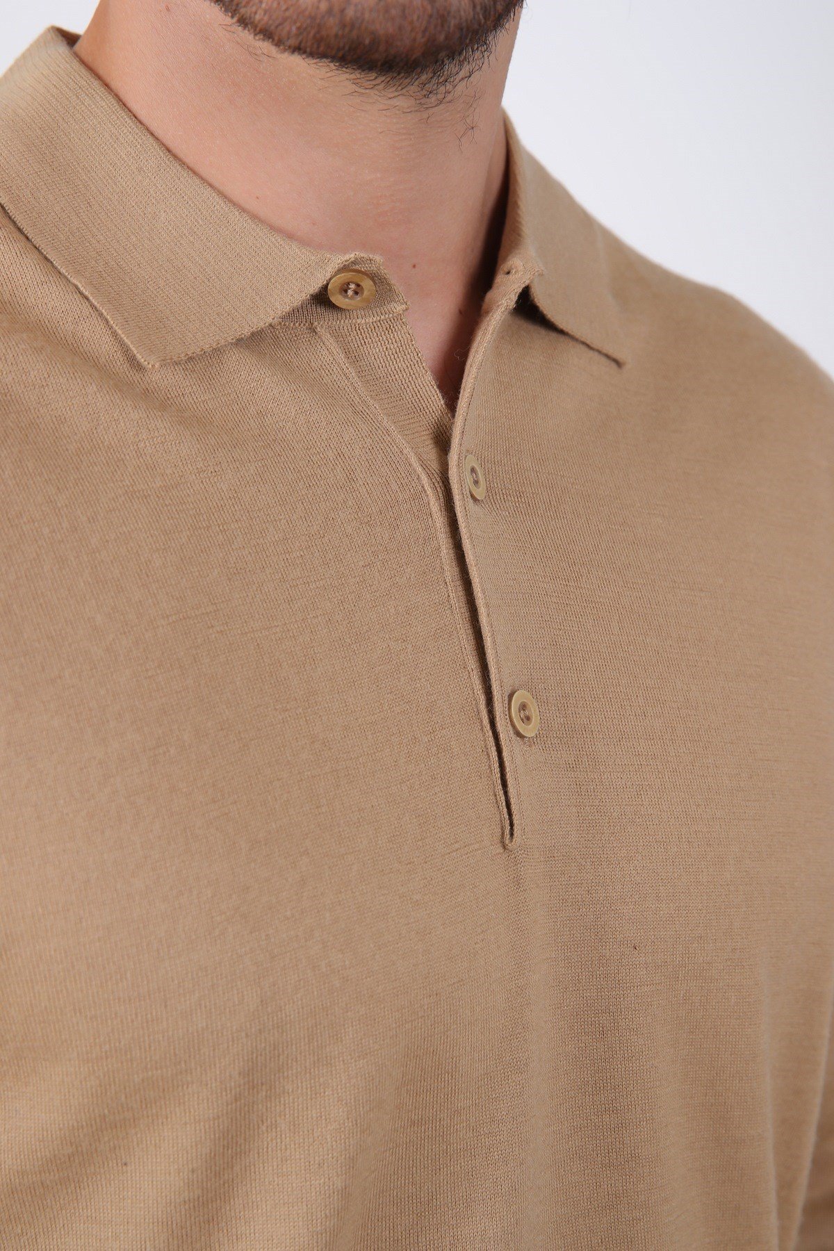 Ferraro Camel Polo Yaka Superfine Erkek Triko Kazak