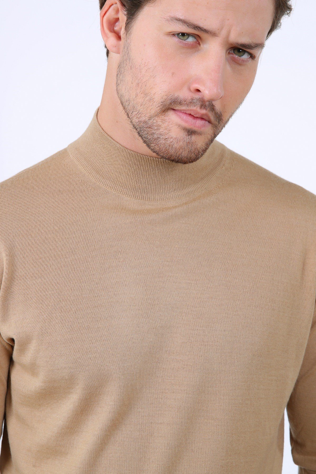 Ferraro Camel Yarım Balıkçı Superfine Erkek Triko Kazak