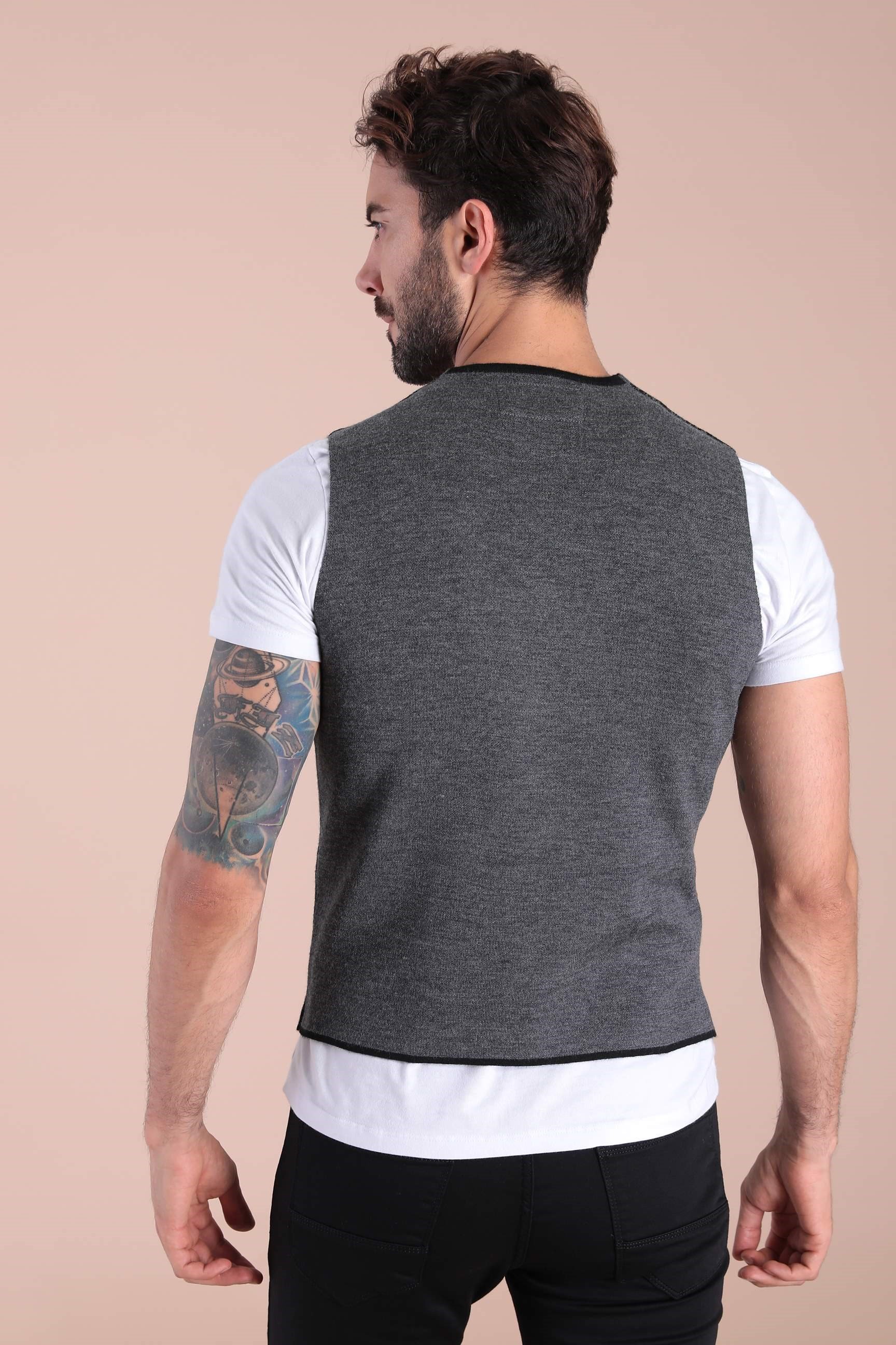 Ferraro Çift Renk Yün Triko Yelek