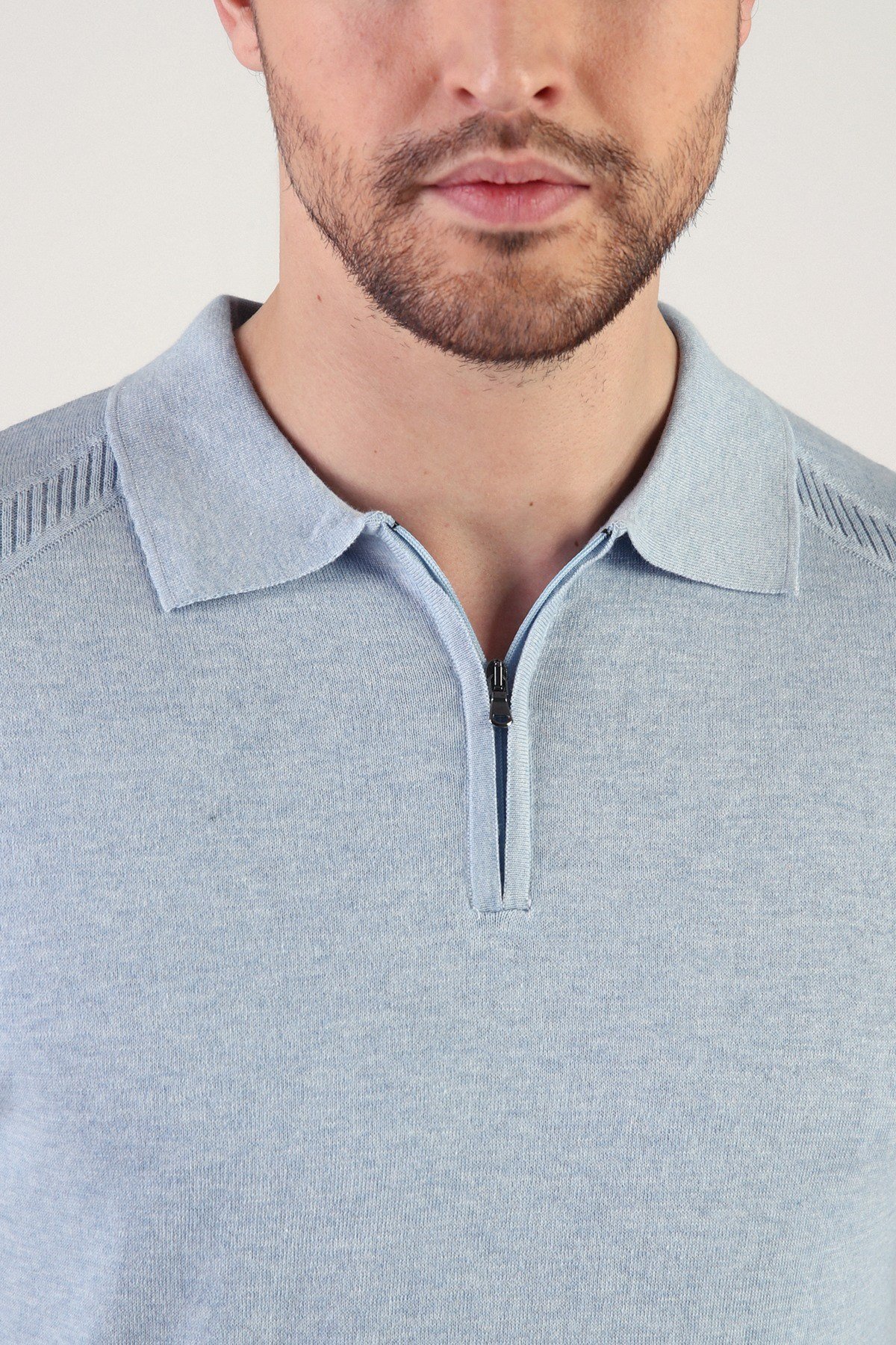 Ferraro Cristello Fermuarlı Polo Yaka %100 Pamuk Erkek Triko T-Shirt