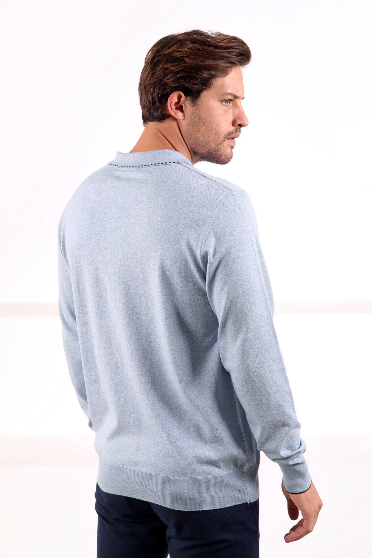 Ferraro Cristello Polo Yaka Fermuarlı Erkek Pamuk Kazak