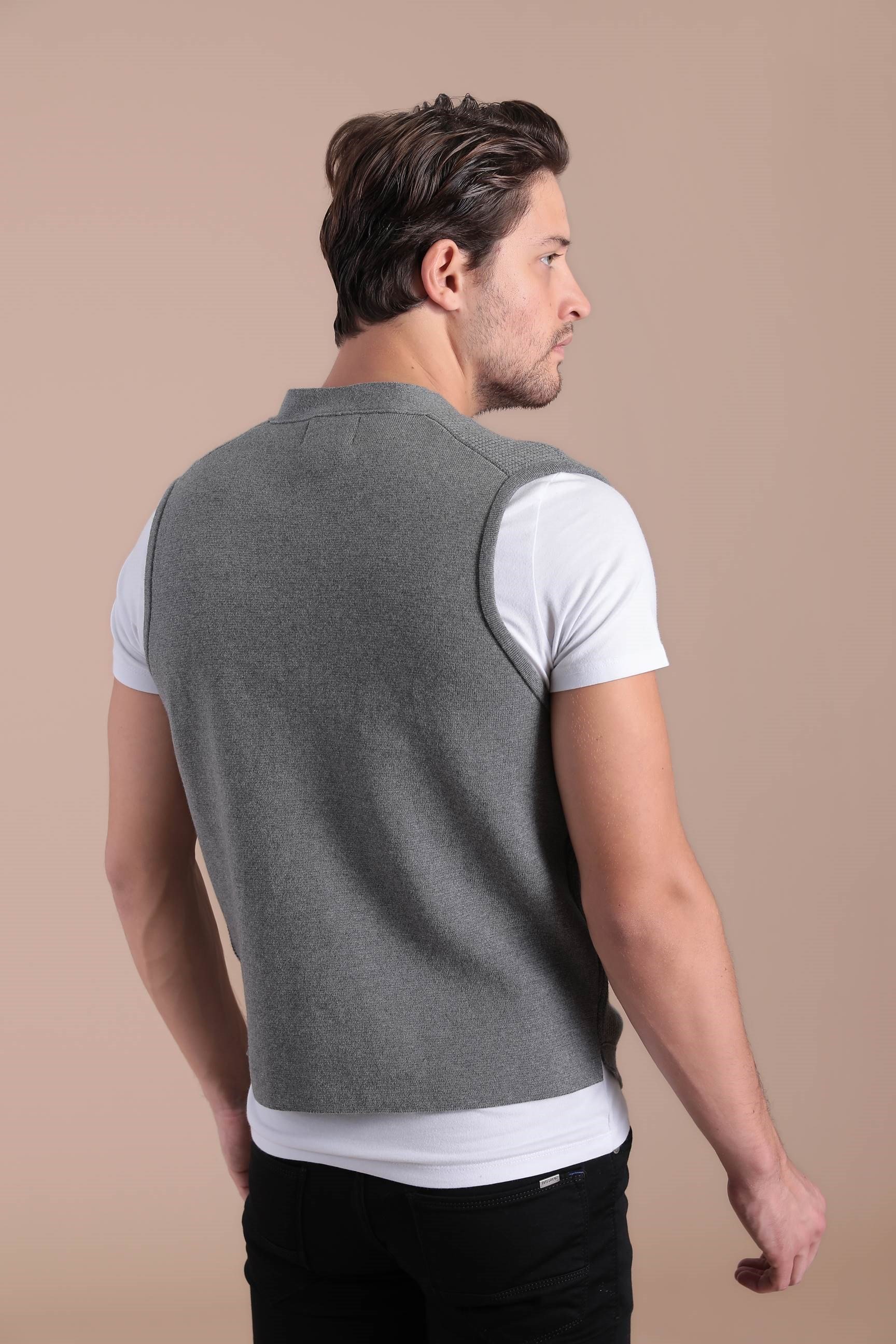 Ferraro Desenli Pamuk Triko Yelek - Antrasit