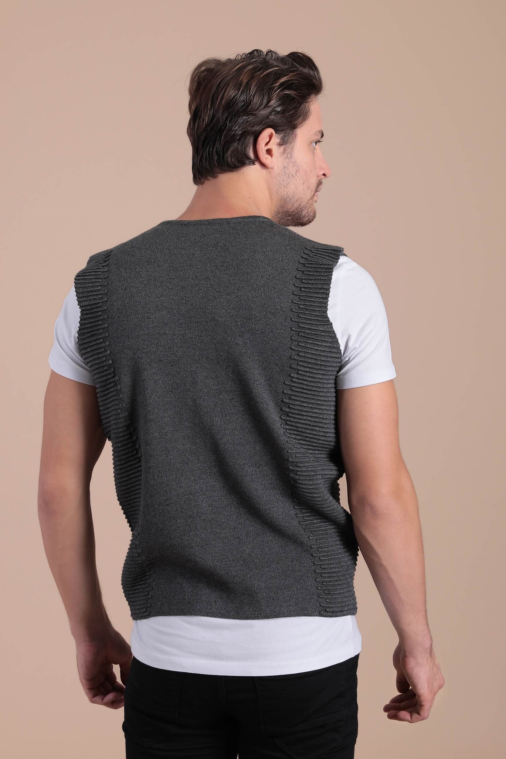 Ferraro Düğmeli Pamuk Triko Yelek - Antrasit