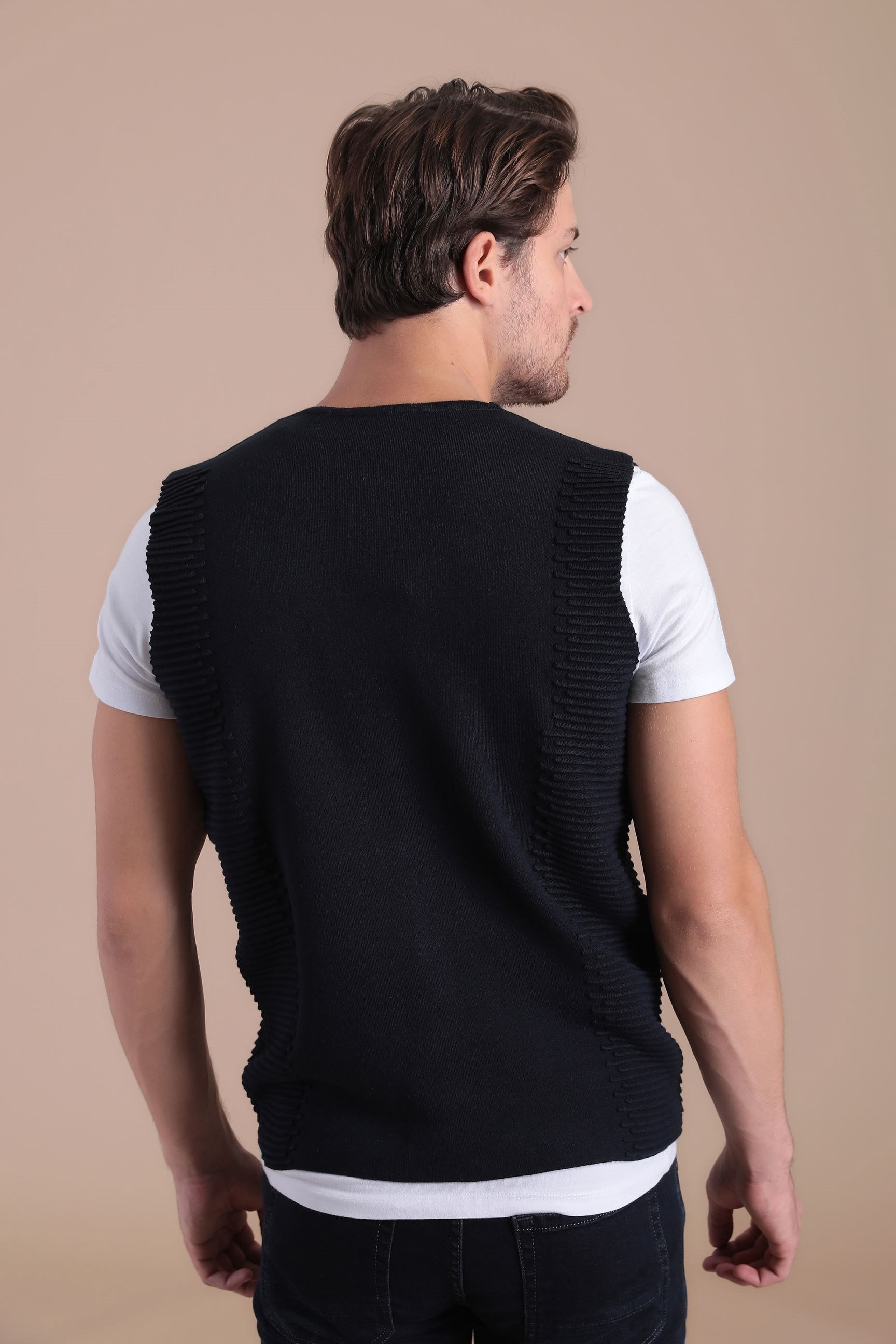 Ferraro Düğmeli Pamuk Triko Yelek - Lacivert