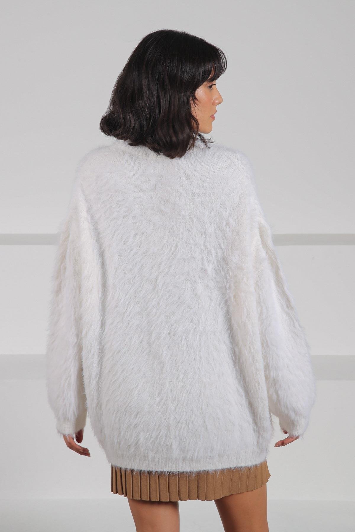 Ferraro Ekru Bisiklet Yaka Yünlü Kadın Triko Kazak