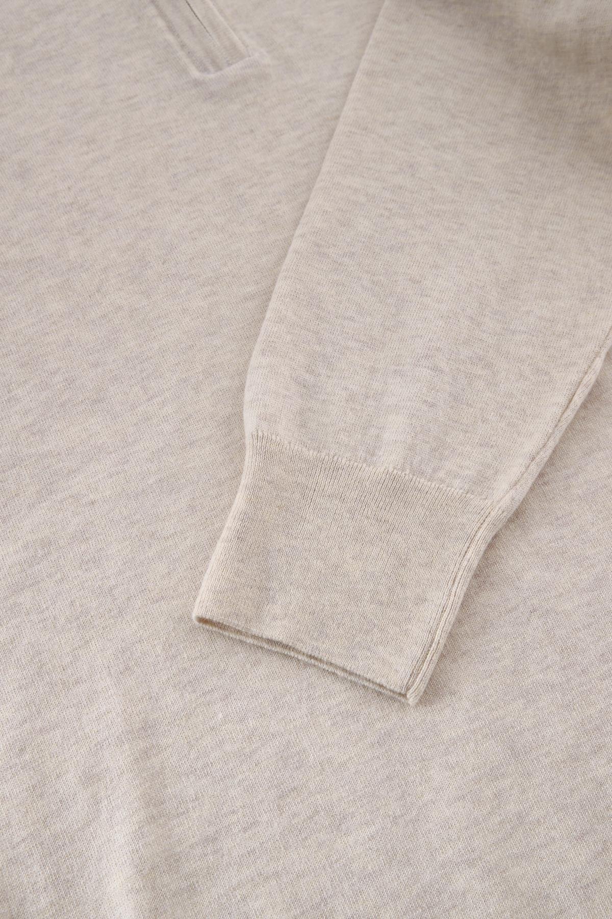 Ferraro Ekru Dik Yaka Düz Renk Pamuk Erkek Kazak