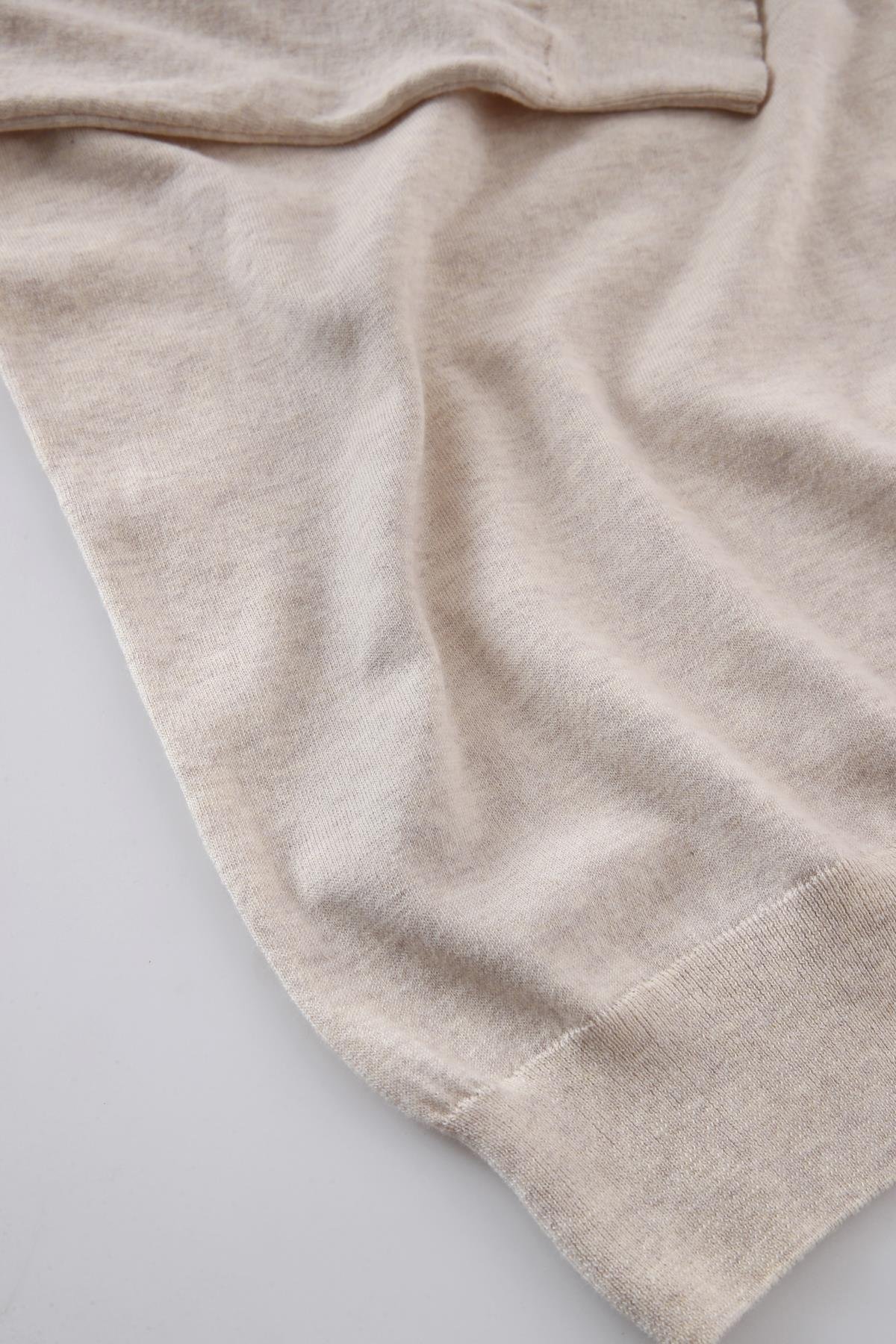 Ferraro Ekru Dik Yaka Düz Renk Pamuk Erkek Kazak