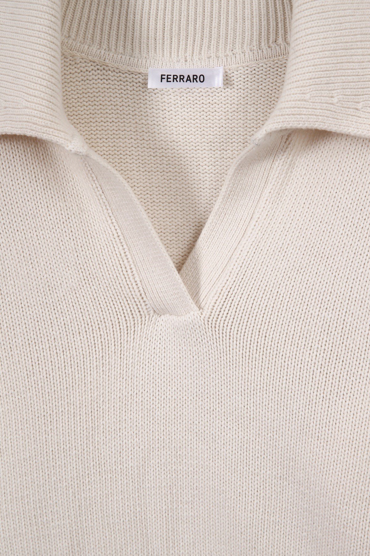 Ferraro Ekru Gömlek Yaka Kadın Triko Kazak