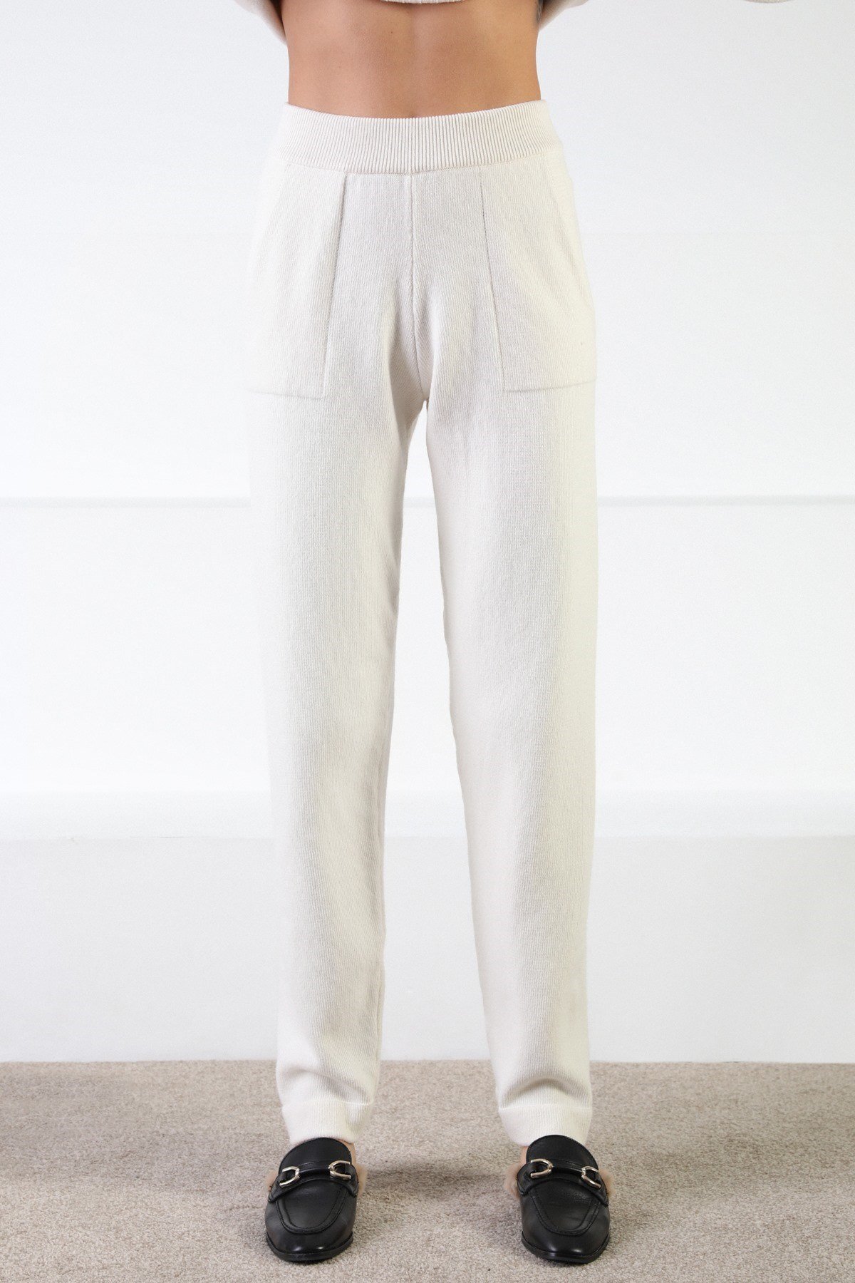 Ferraro Ekru Kaşmirli Kadın Triko Pantolon