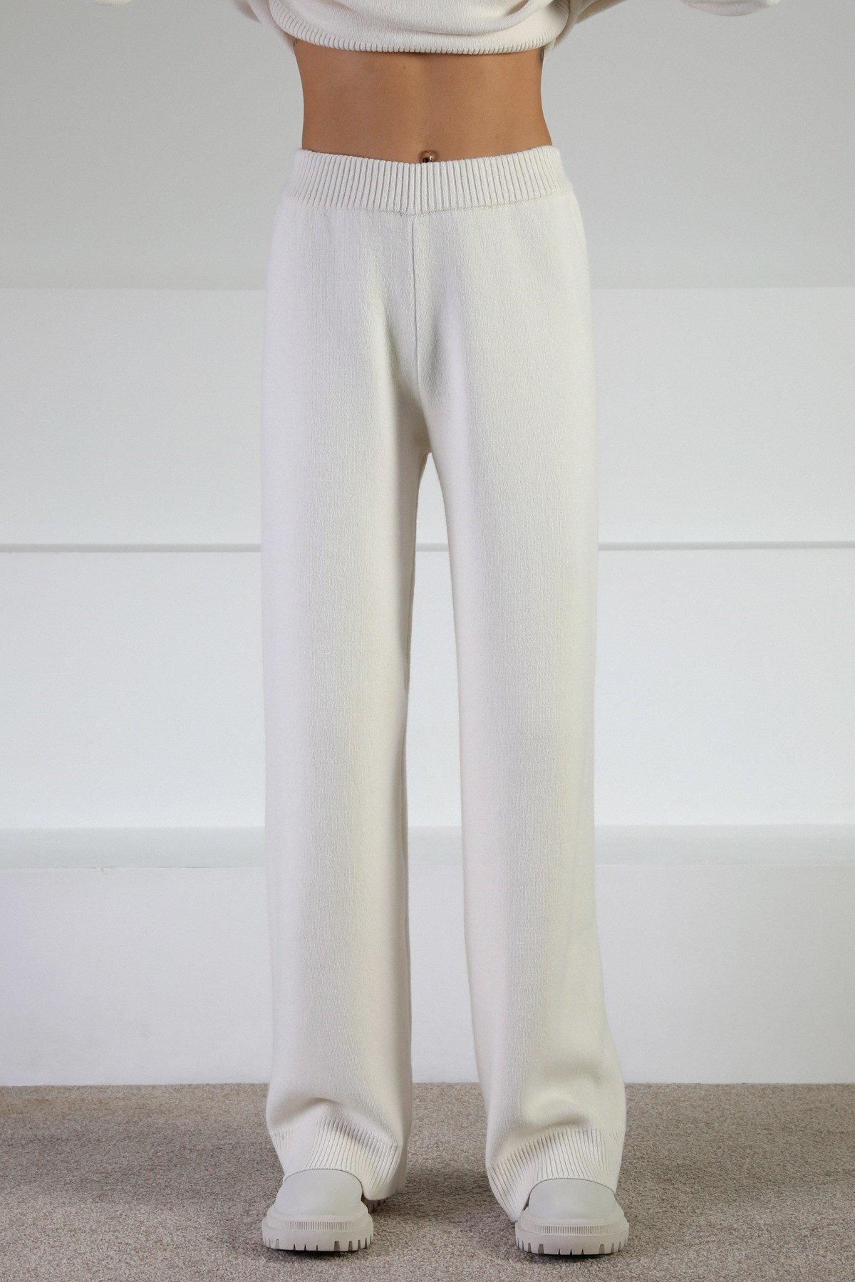 Ferraro Ekru Kaşmirli Kadın Triko Pantolon