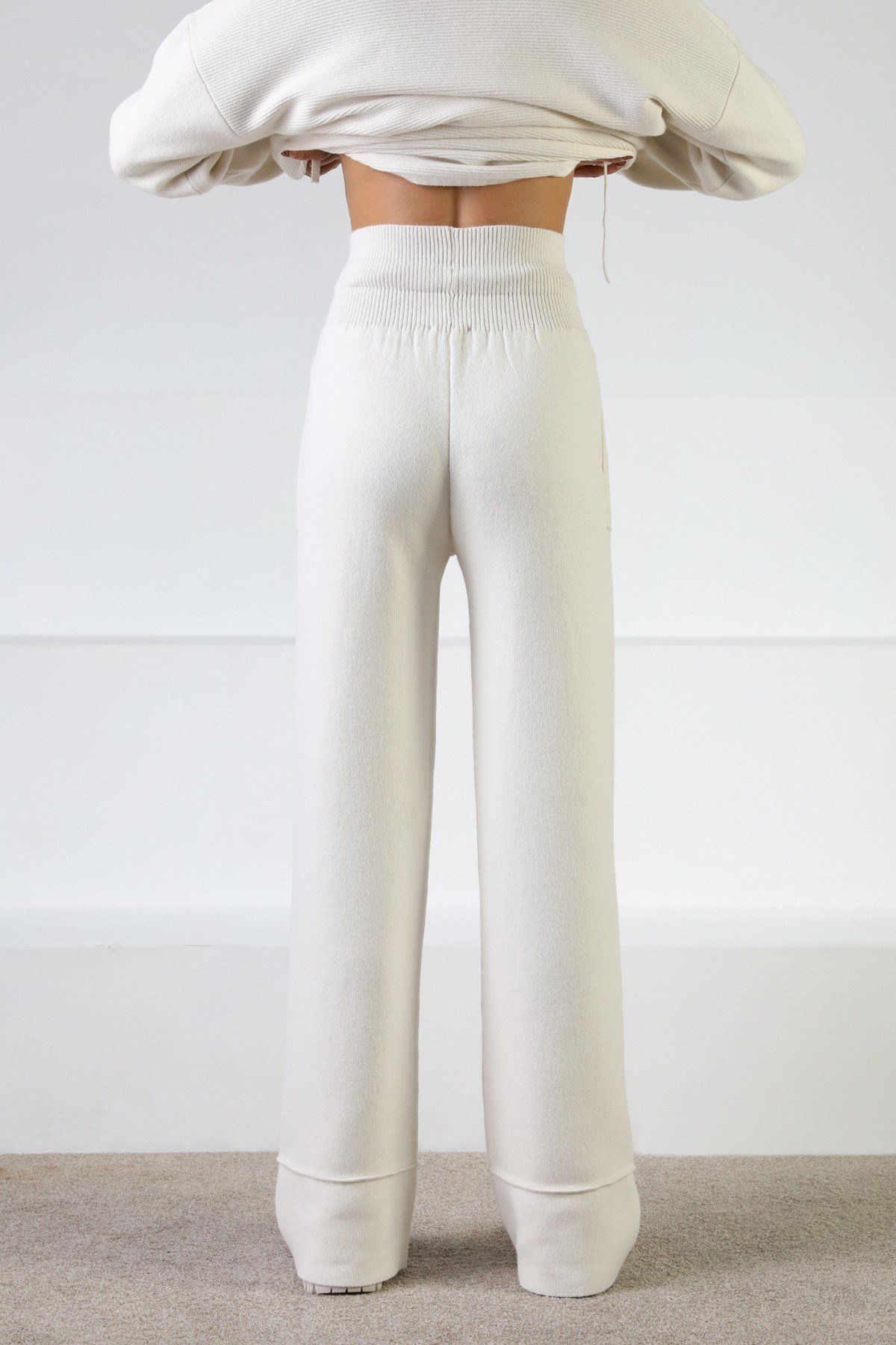 Ferraro Ekru Kaşmirli Kadın Triko Pantolon
