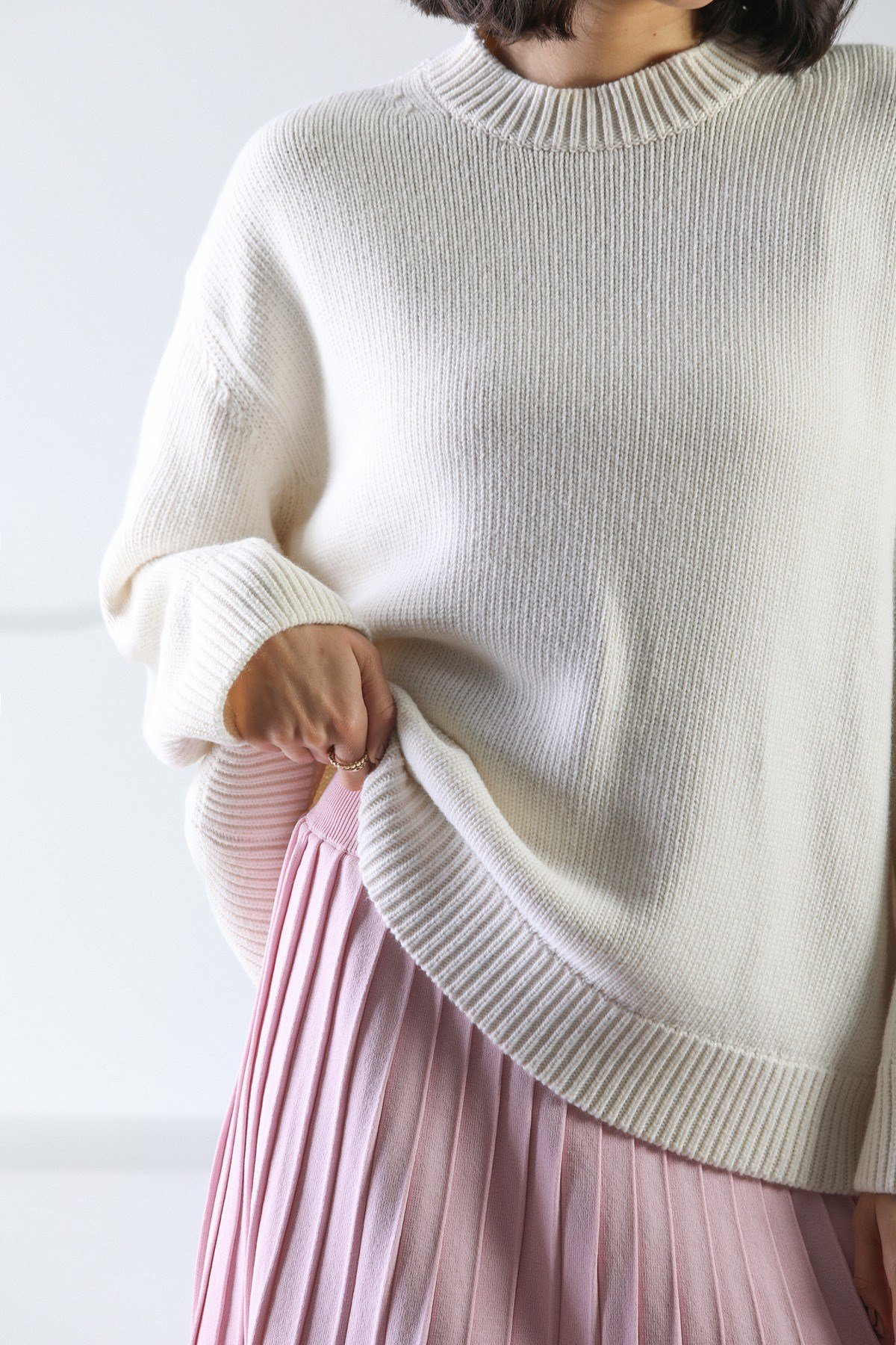 Ferraro Ekru Uzun Kollu Bisiklet Yaka Kaşmirli Kadın Triko Kazak