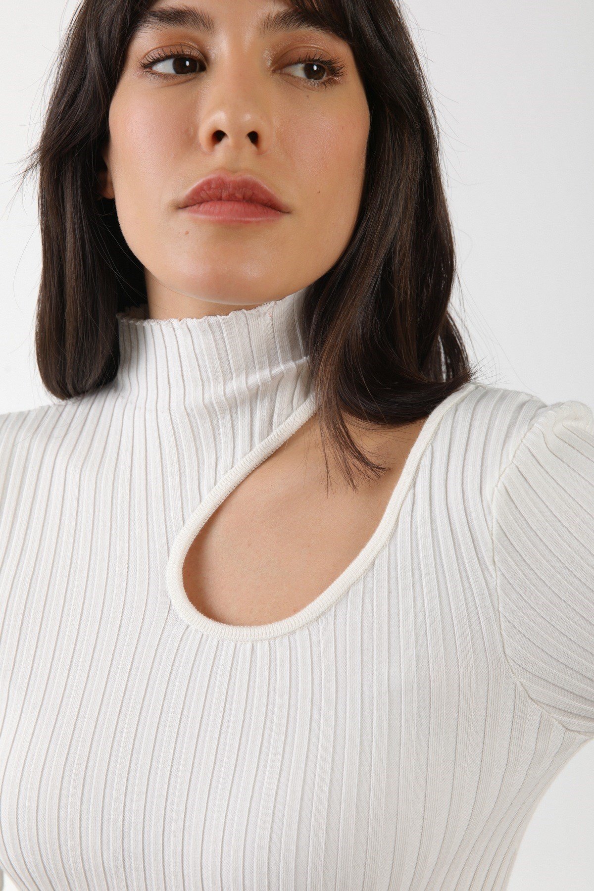 Ferraro Ekru Uzun Kollu Kadın Triko Elbise