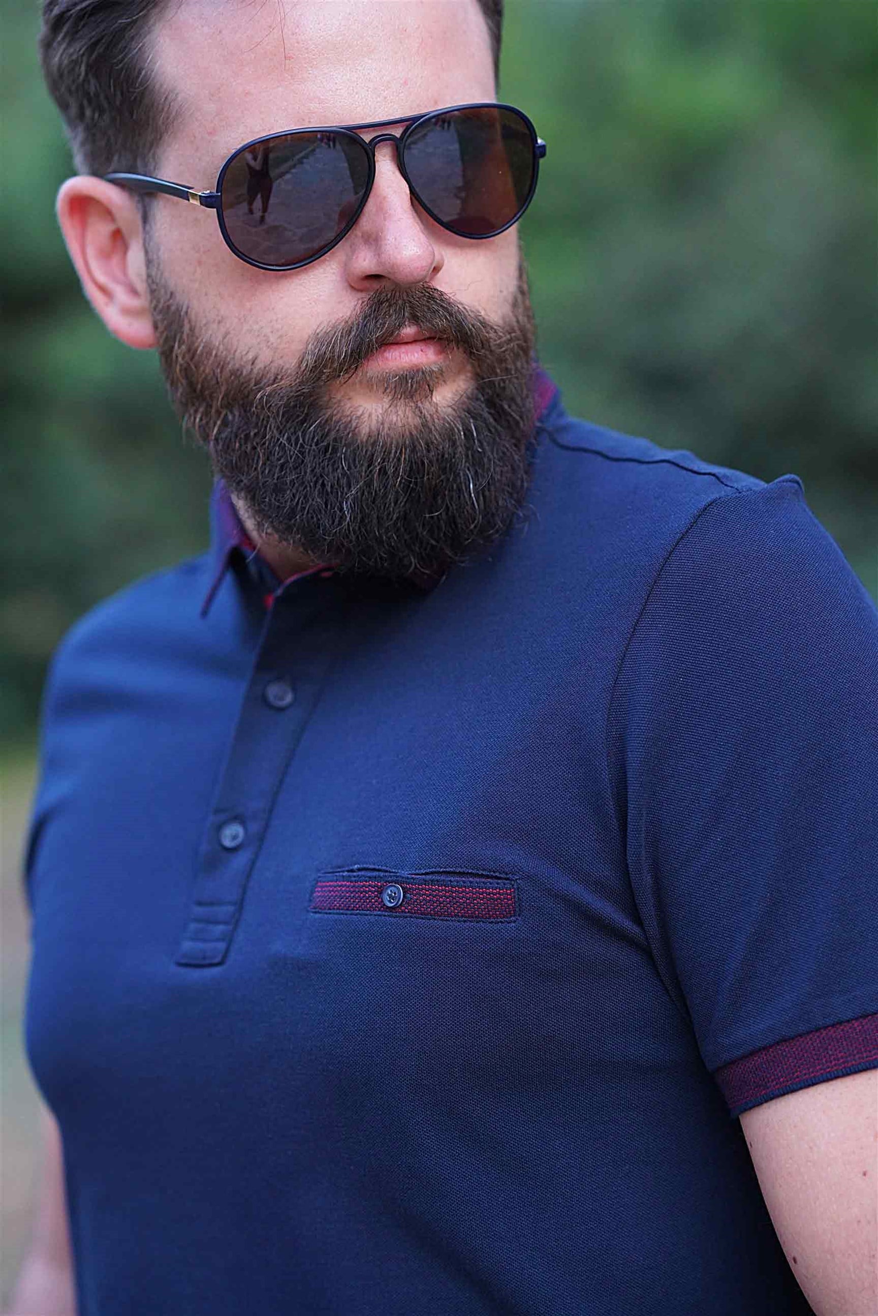 Ferraro Erkek Altı Lastik Polo Yaka T-Shirt - Lacivert